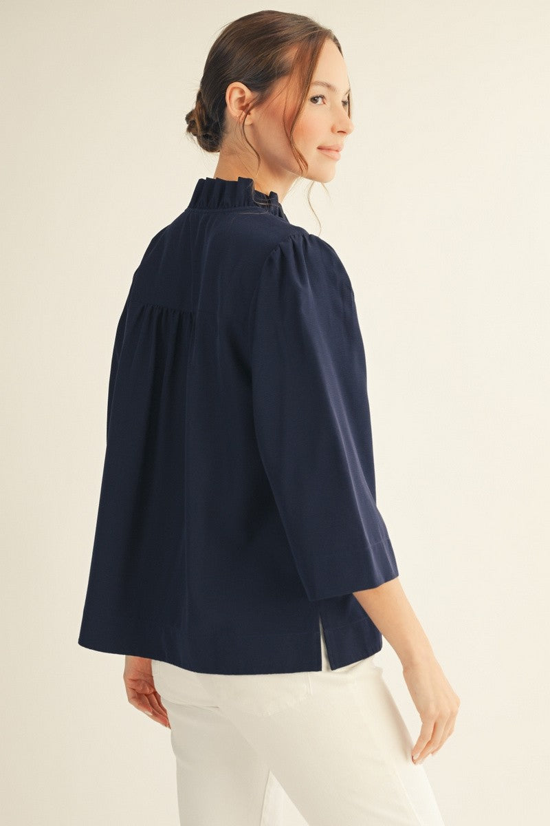 3/4 Sleeve Crinkled Top