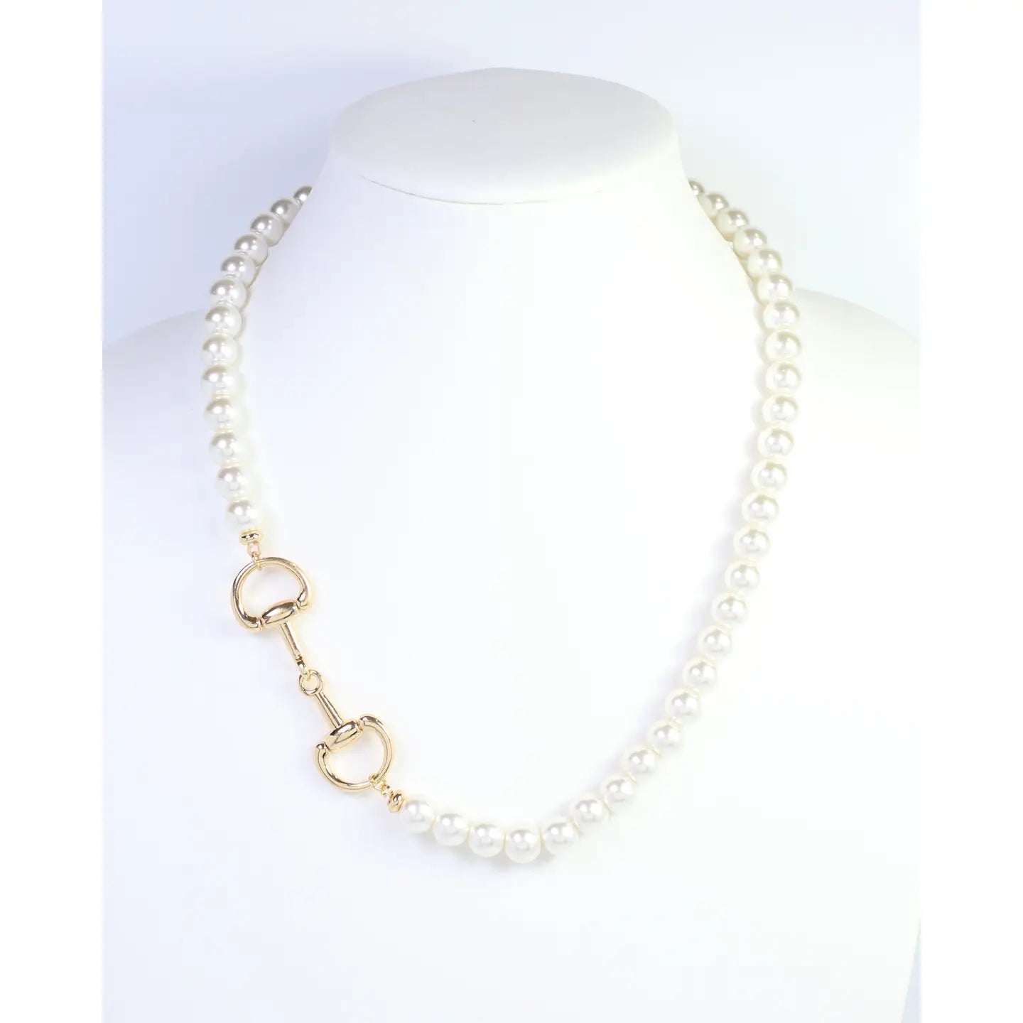 Elisa Pearl Beaded Horsebit Necklace