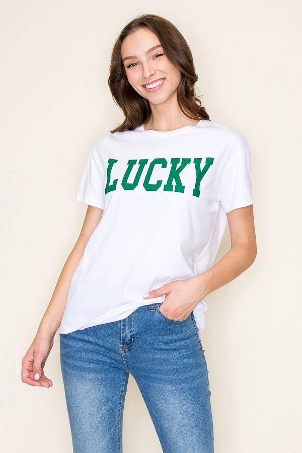 "Lucky" Graphic Tee - White