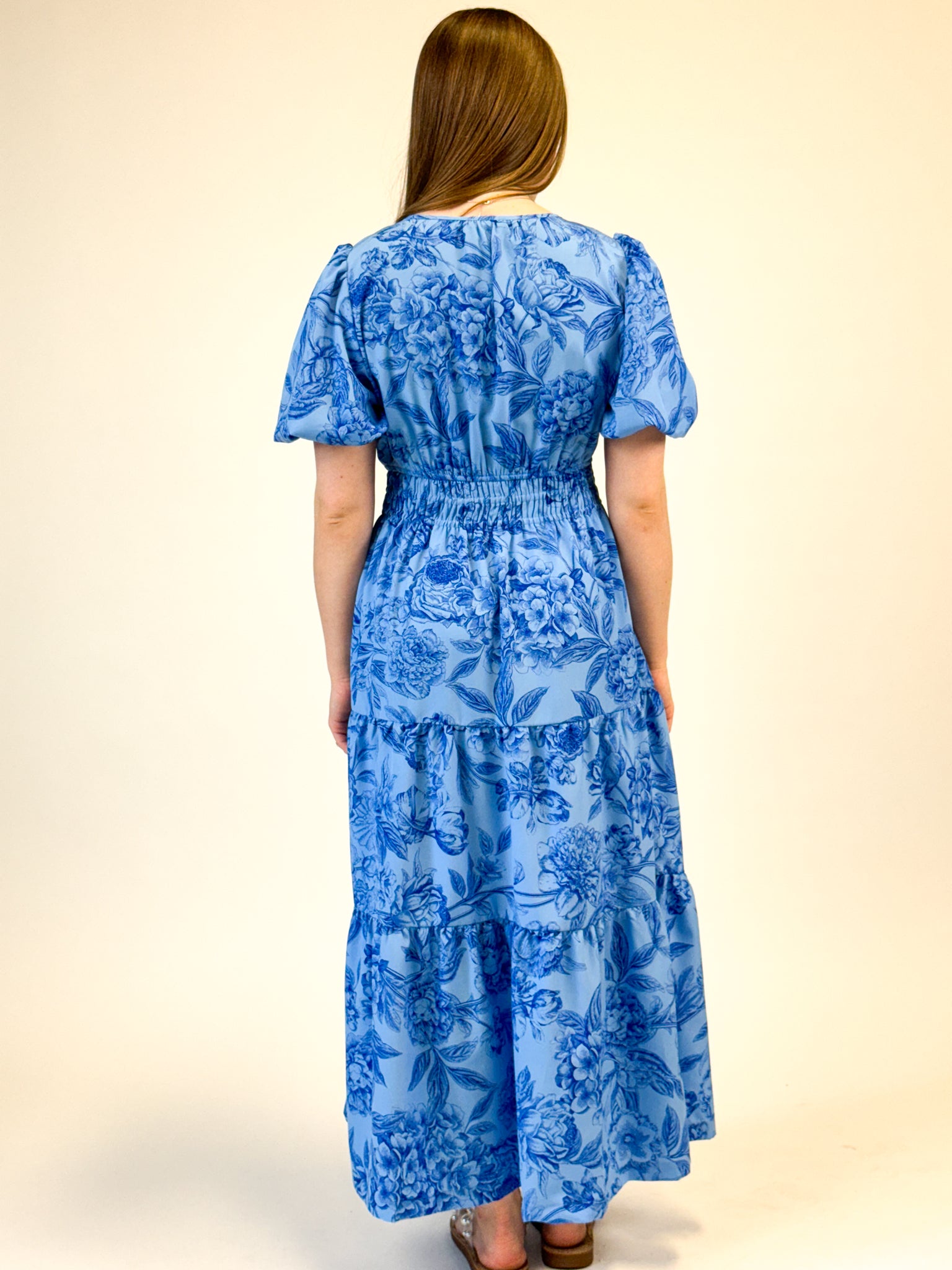 Blue Floral Midi Dress