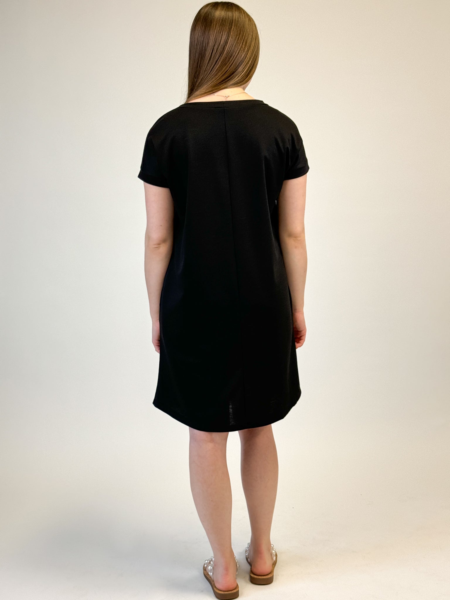 Solid Terry Dress - Black