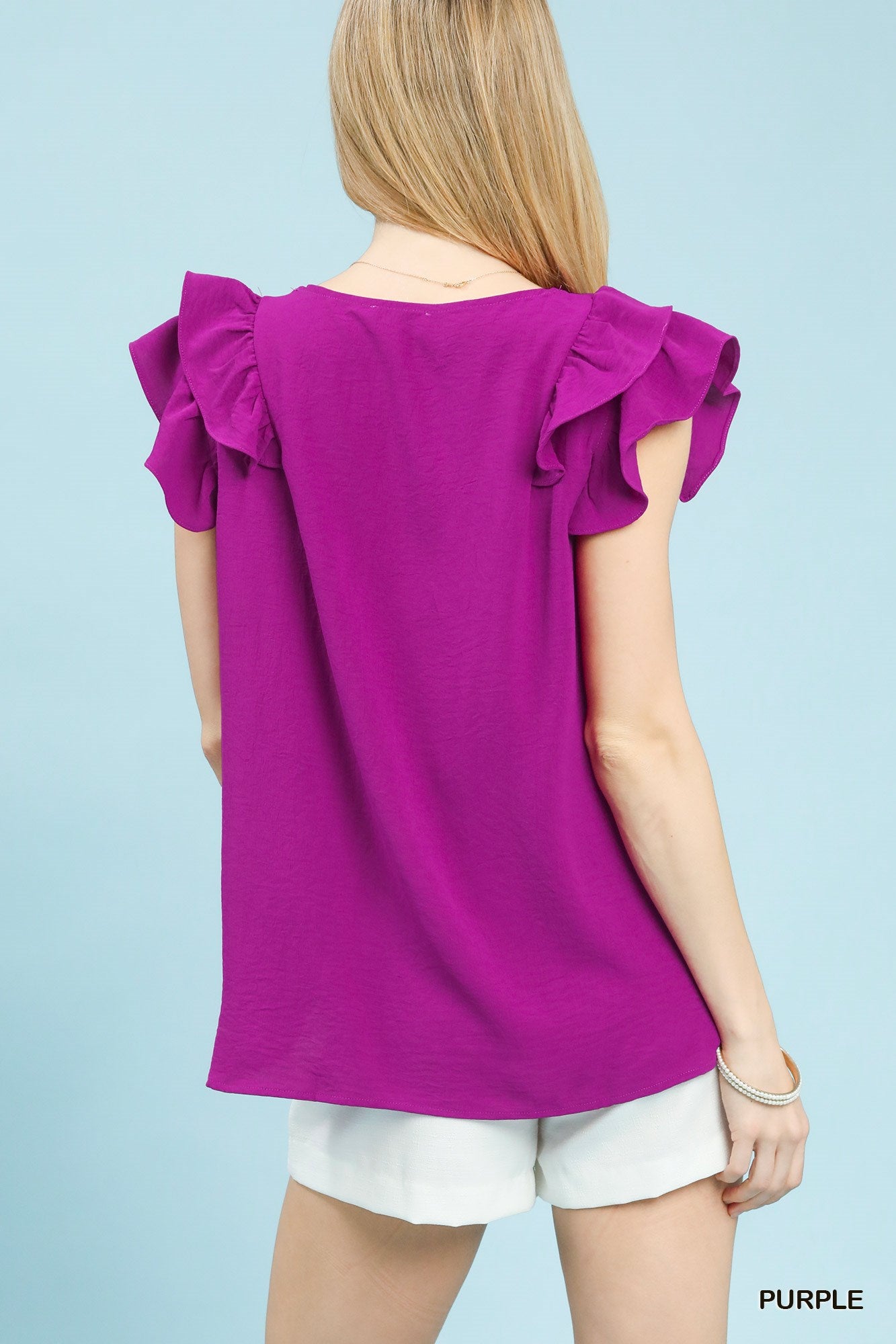 Ruffle Edge V-Neck Top