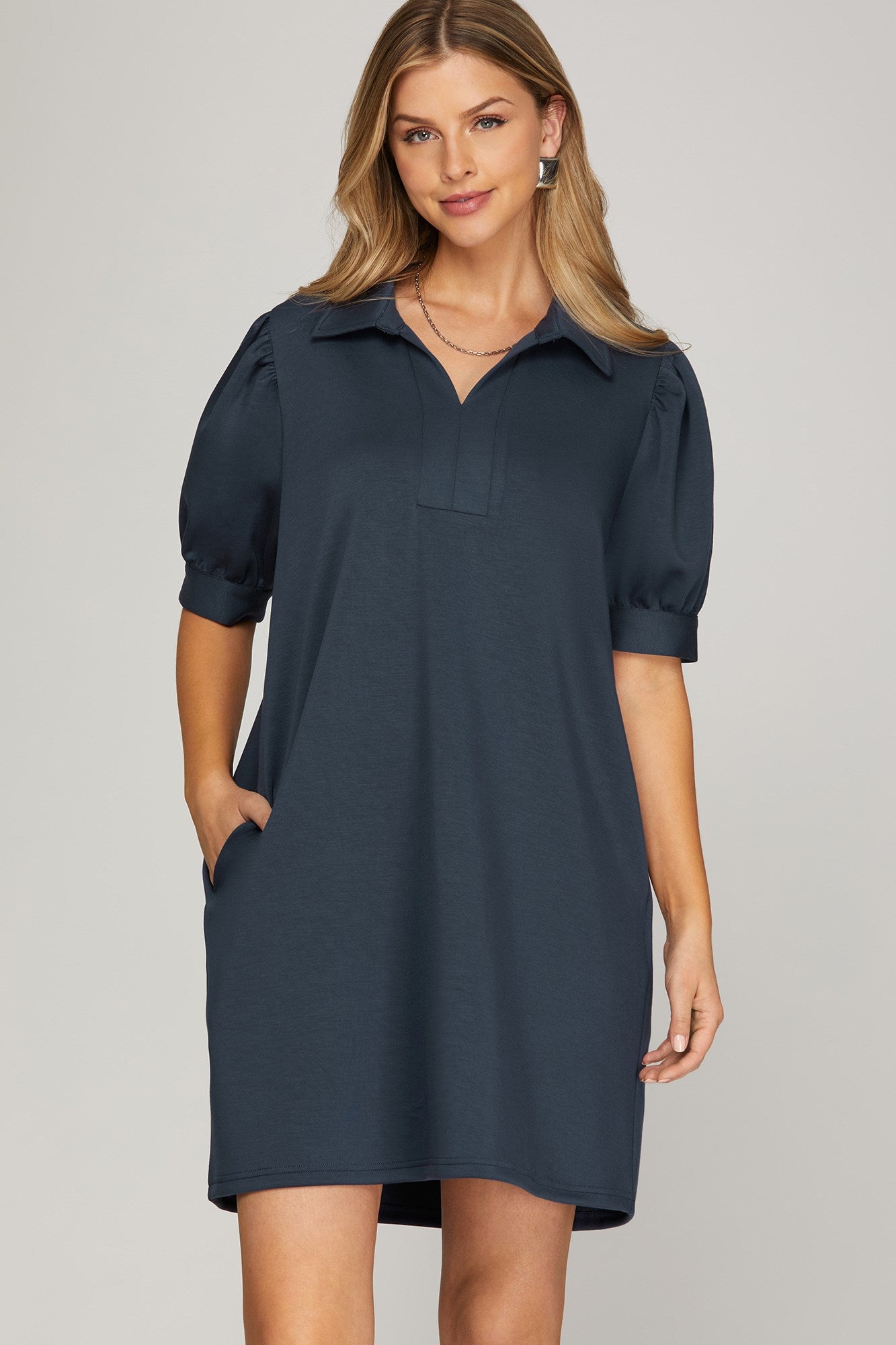Short Sleeve Mini Dress with Pockets