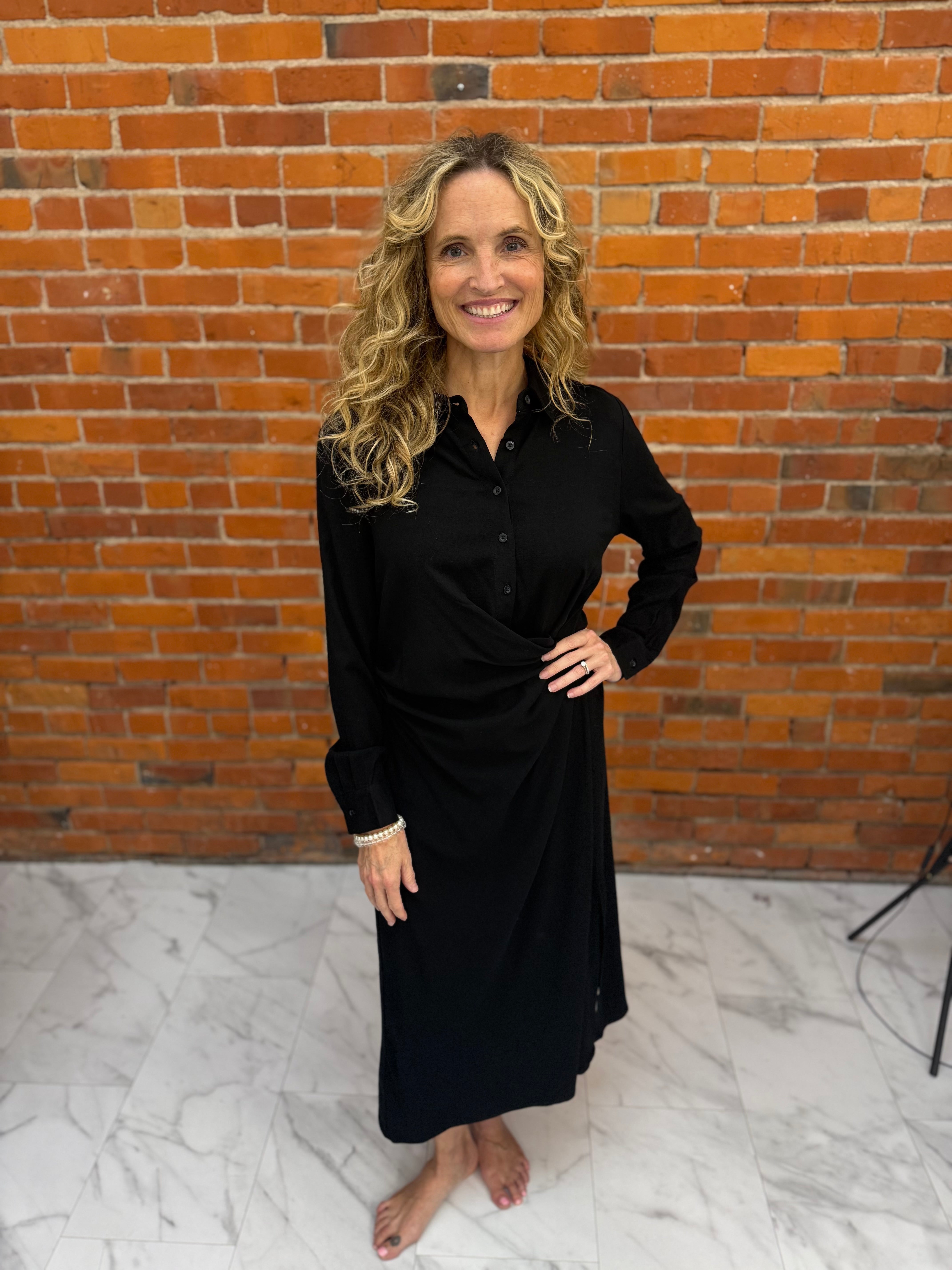Tribal Long Sleeve Waist Wrap Dress