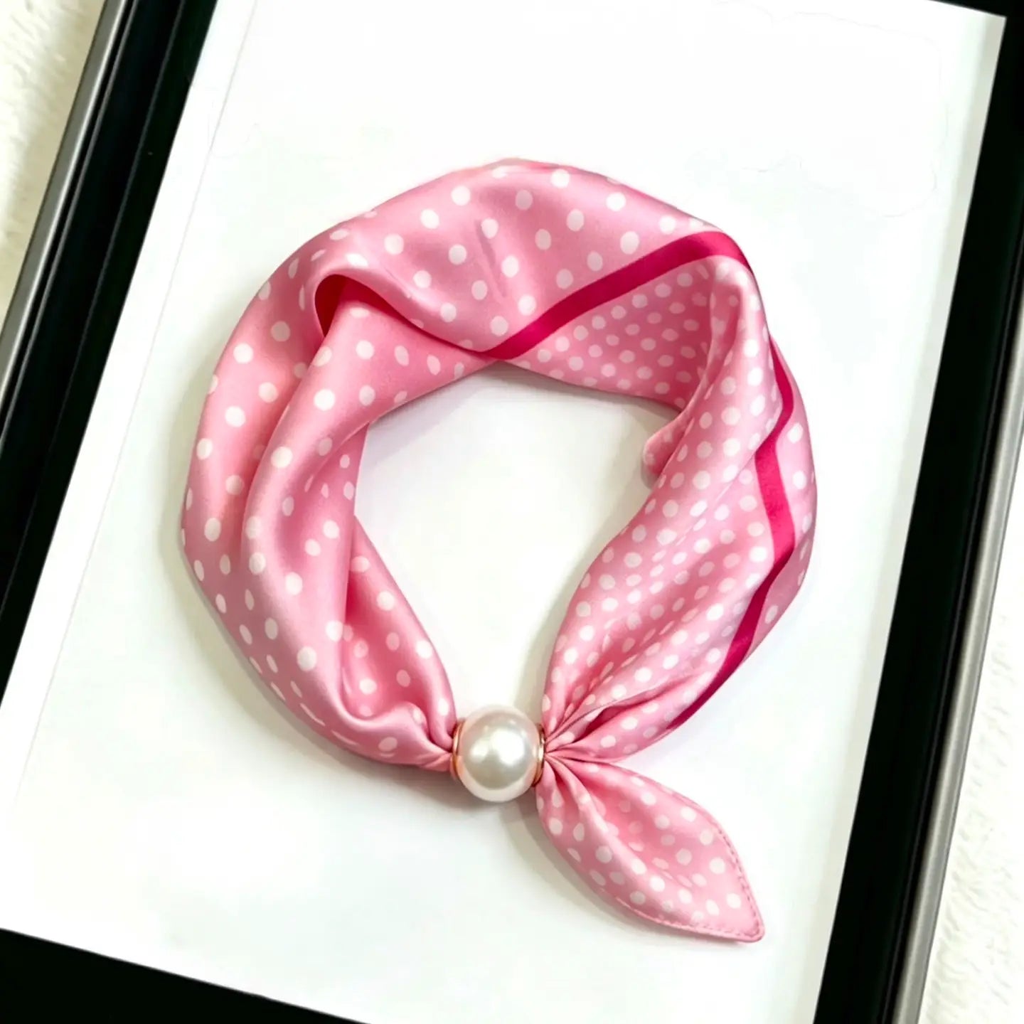 Pearl Magnetic Clasp Satin Scarf