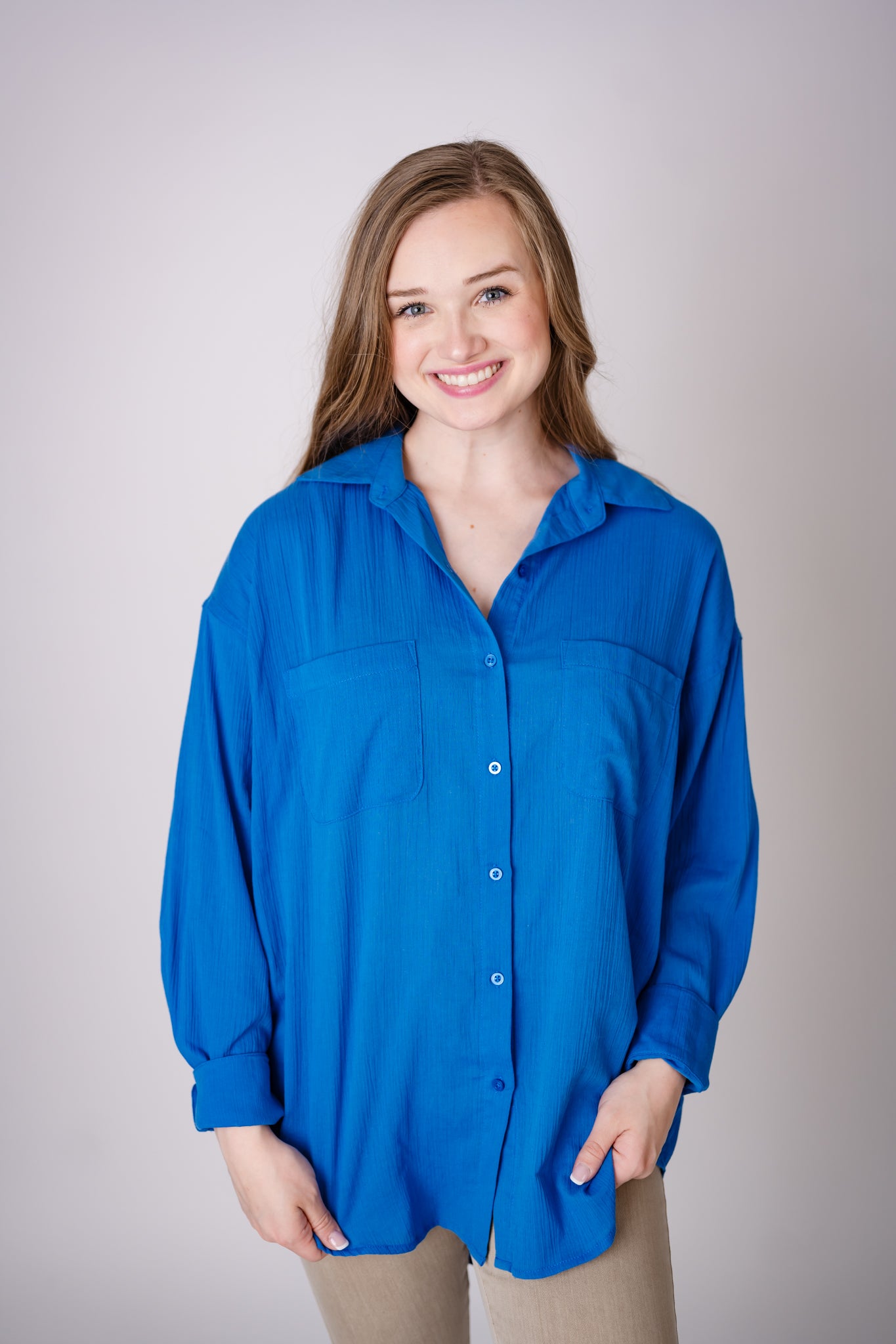 Lalo Button Up Top - Federal Blue