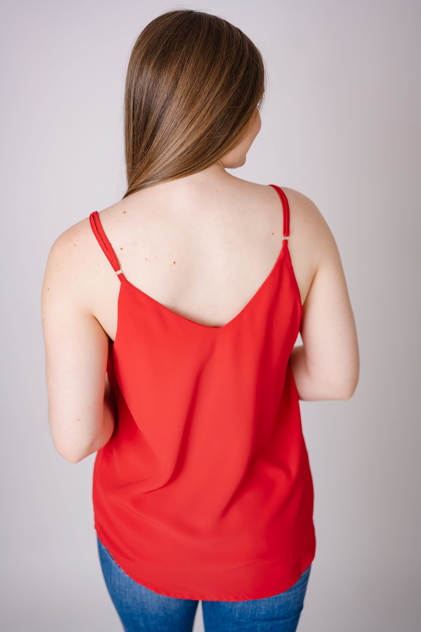 V-Neck Woven Cami - Red