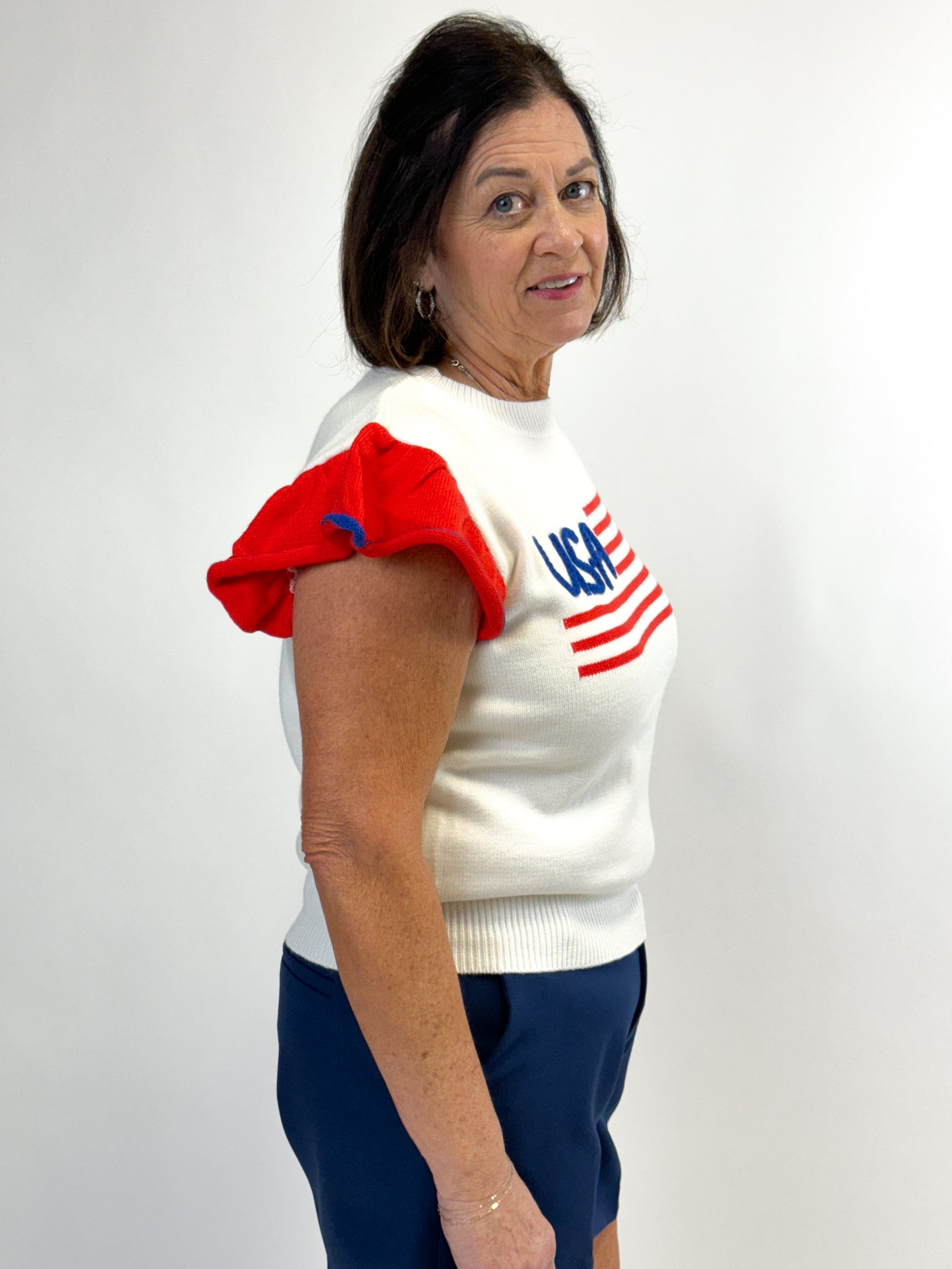 USA Flag Ruffle Sweater