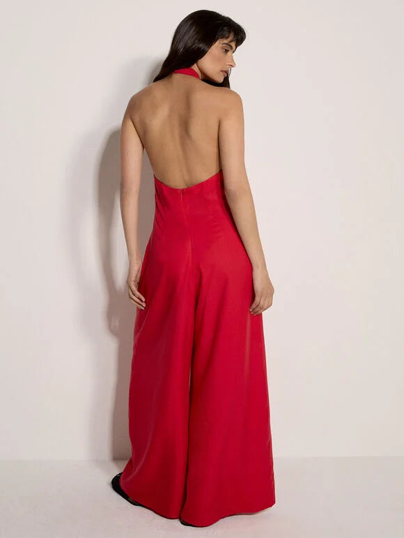 Linen Mix Halter Neck Jumpsuit