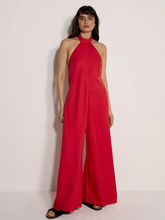 Linen Mix Halter Neck Jumpsuit