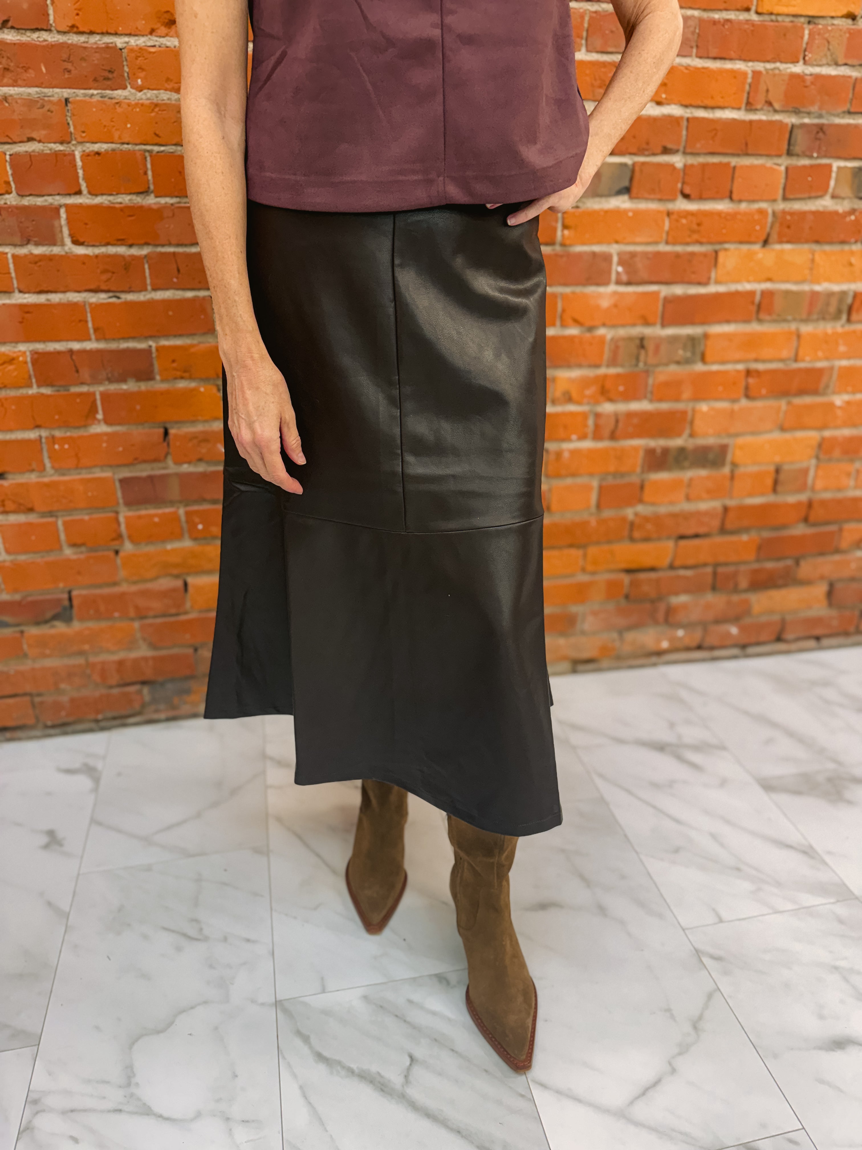 Leather Long Skirt