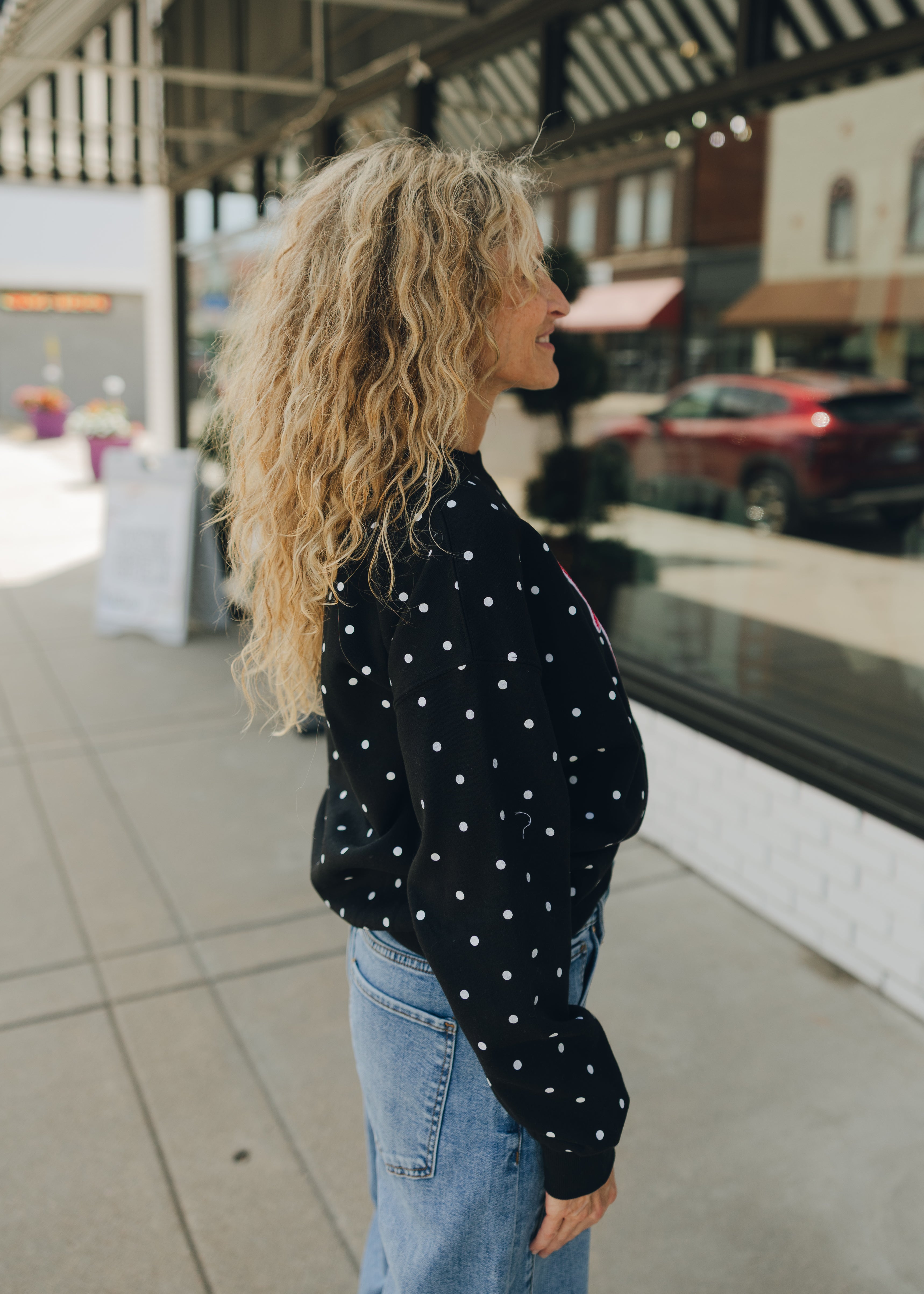 Huskers Polka Dot Sewn Crew