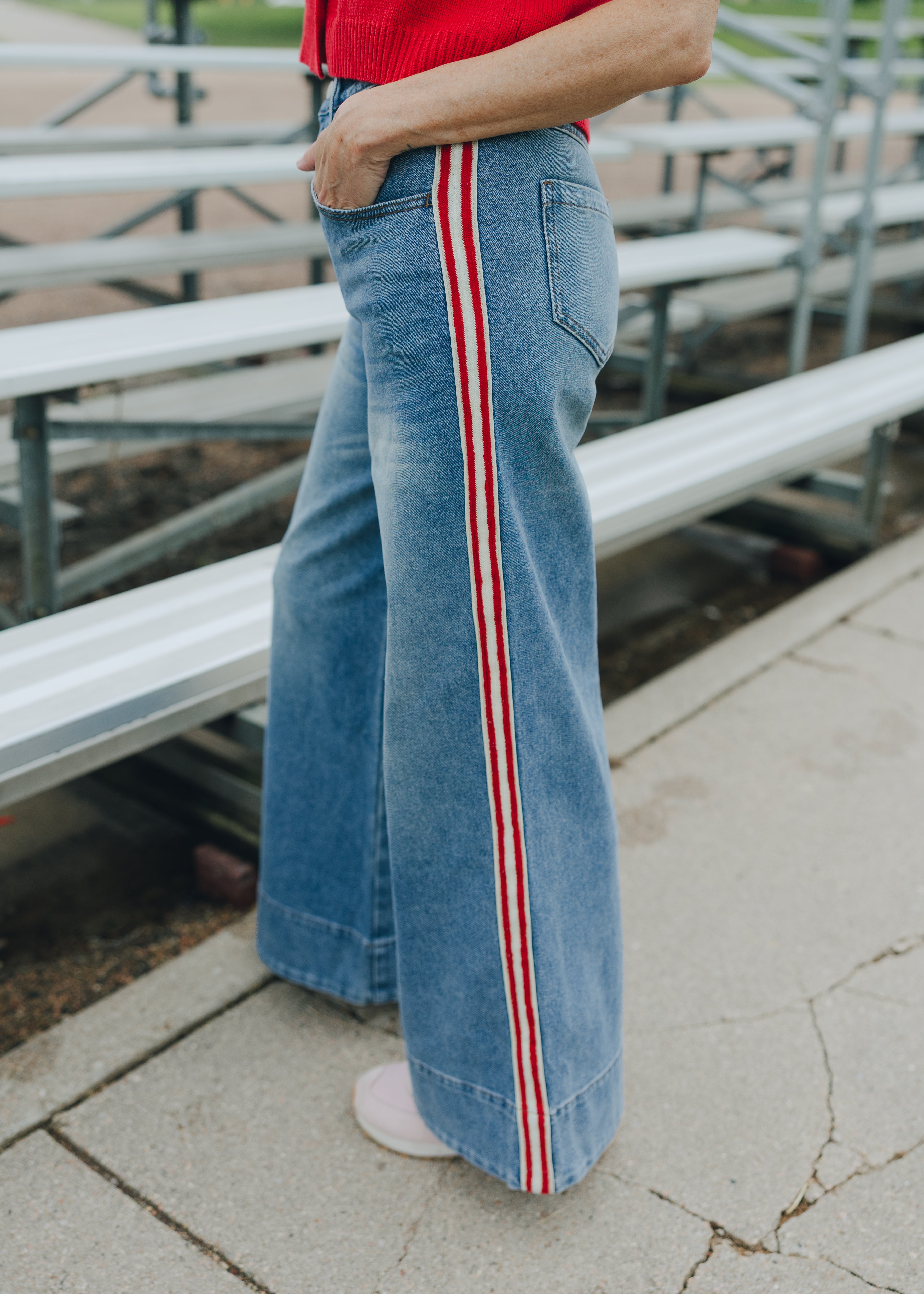 Side Striped Wide Leg Pants