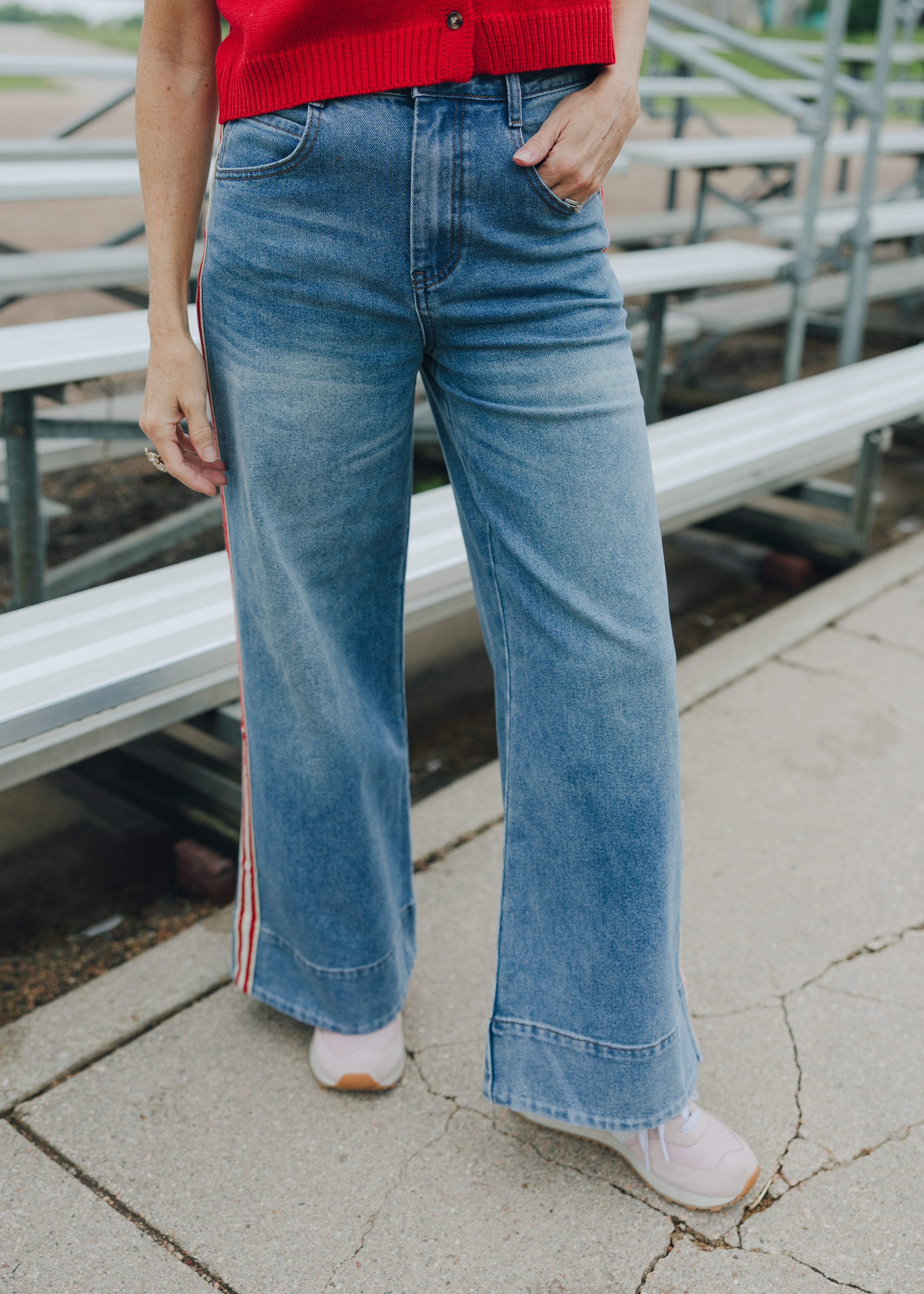 Side Striped Wide Leg Pants