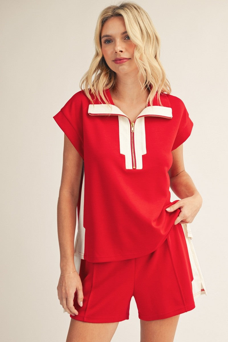 Drop Shoulder Front Zip Set