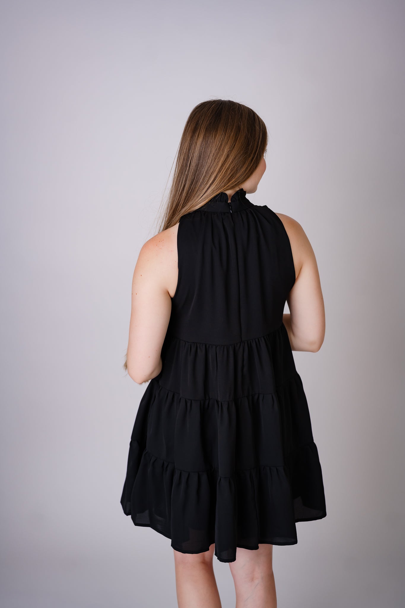 Tiered Halter Dress - Black
