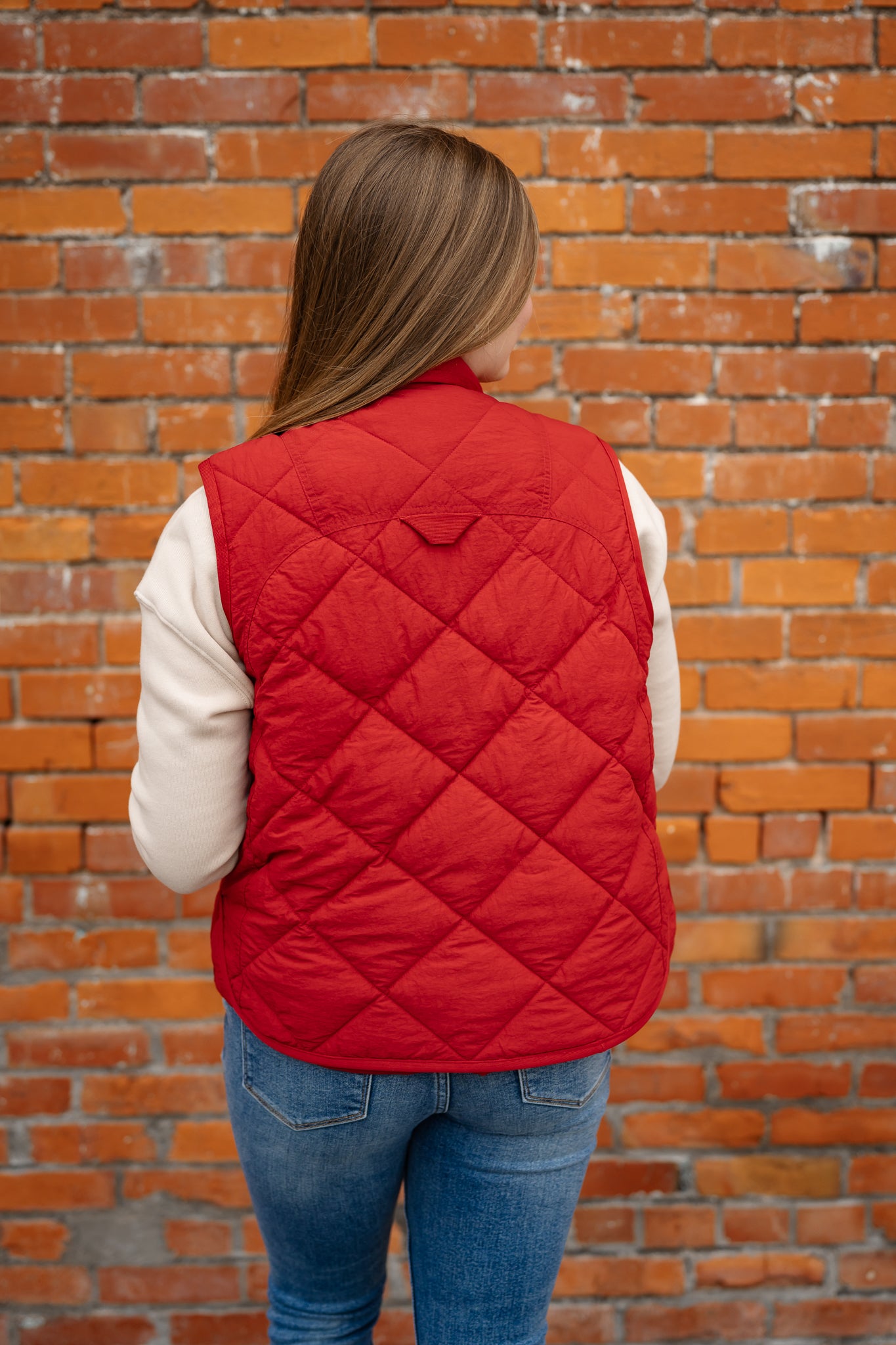 Tribal A Line Puffer Vest - Red