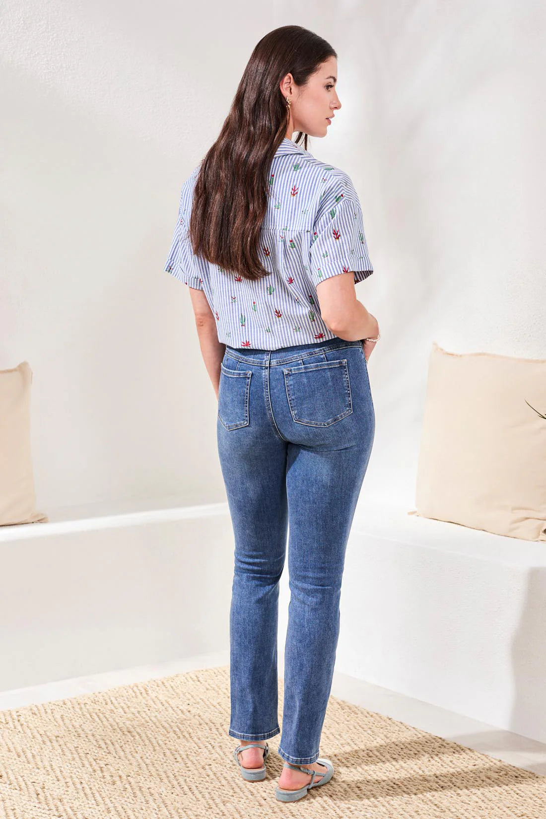 Tribal Sophia Curvy Straight Jeans-Dark Vintage