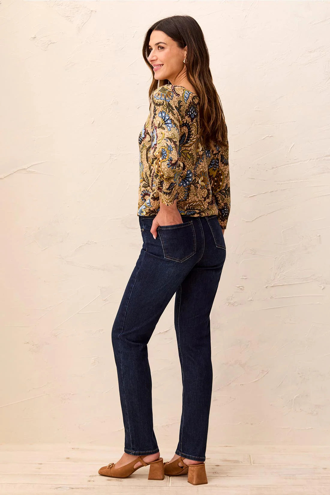 Tribal Sophia Curvy Straight Jeans-Deep Ocean