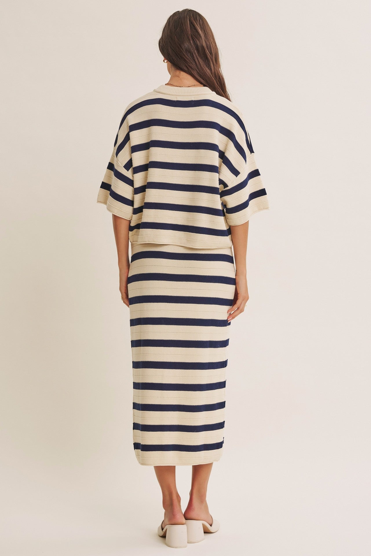 Weekend in Cannes Stripe Midi Skirt
