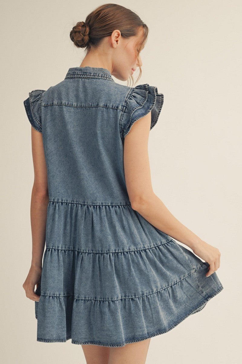 Layered Ruffle Sleeve Tiered Dress