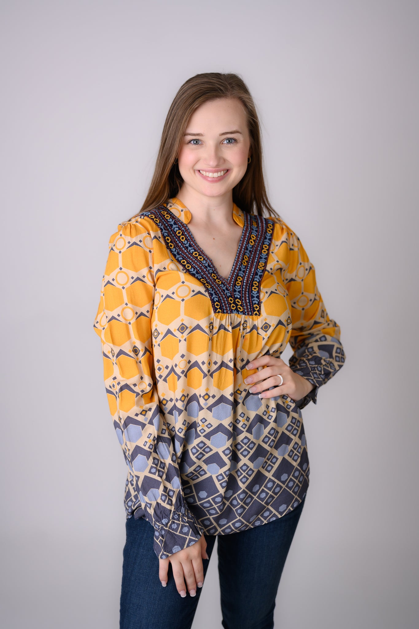 Tribal L/S Blouse w/ Embroidery