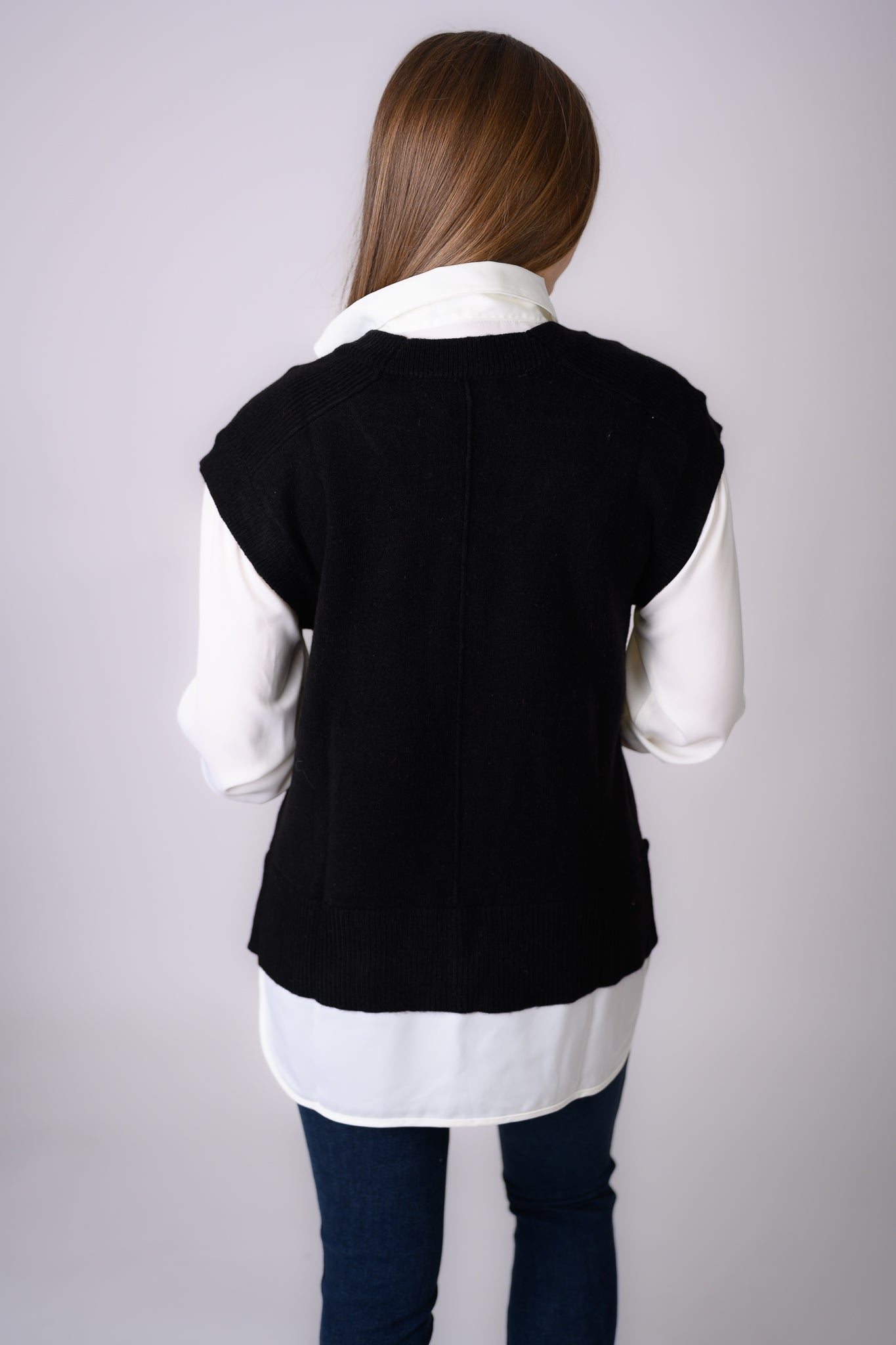Sweater Vest and Shirt - Black