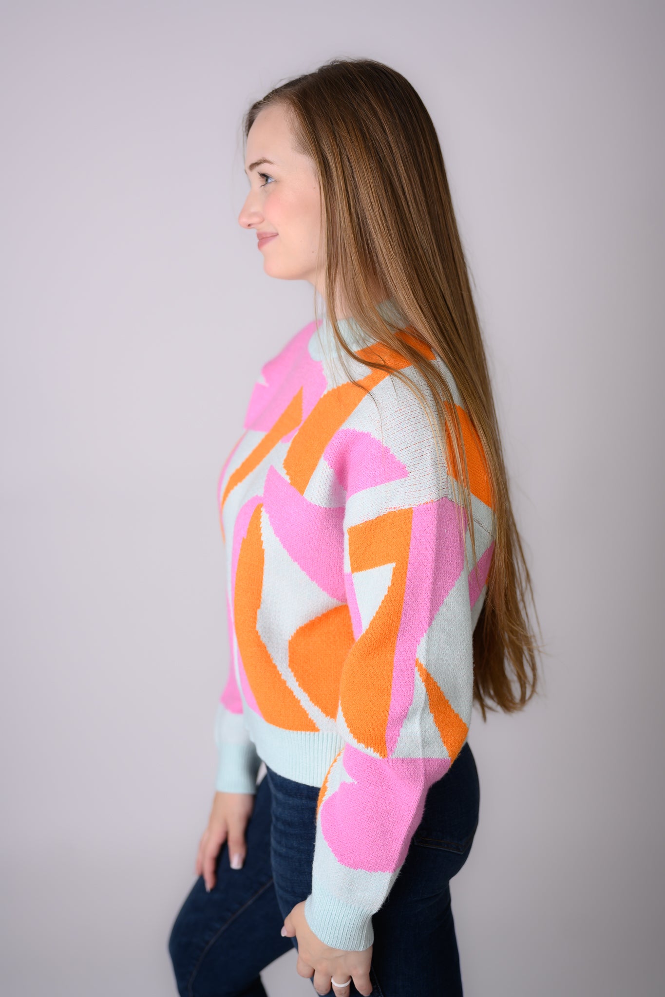 Abstract Pattern Knit Sweater