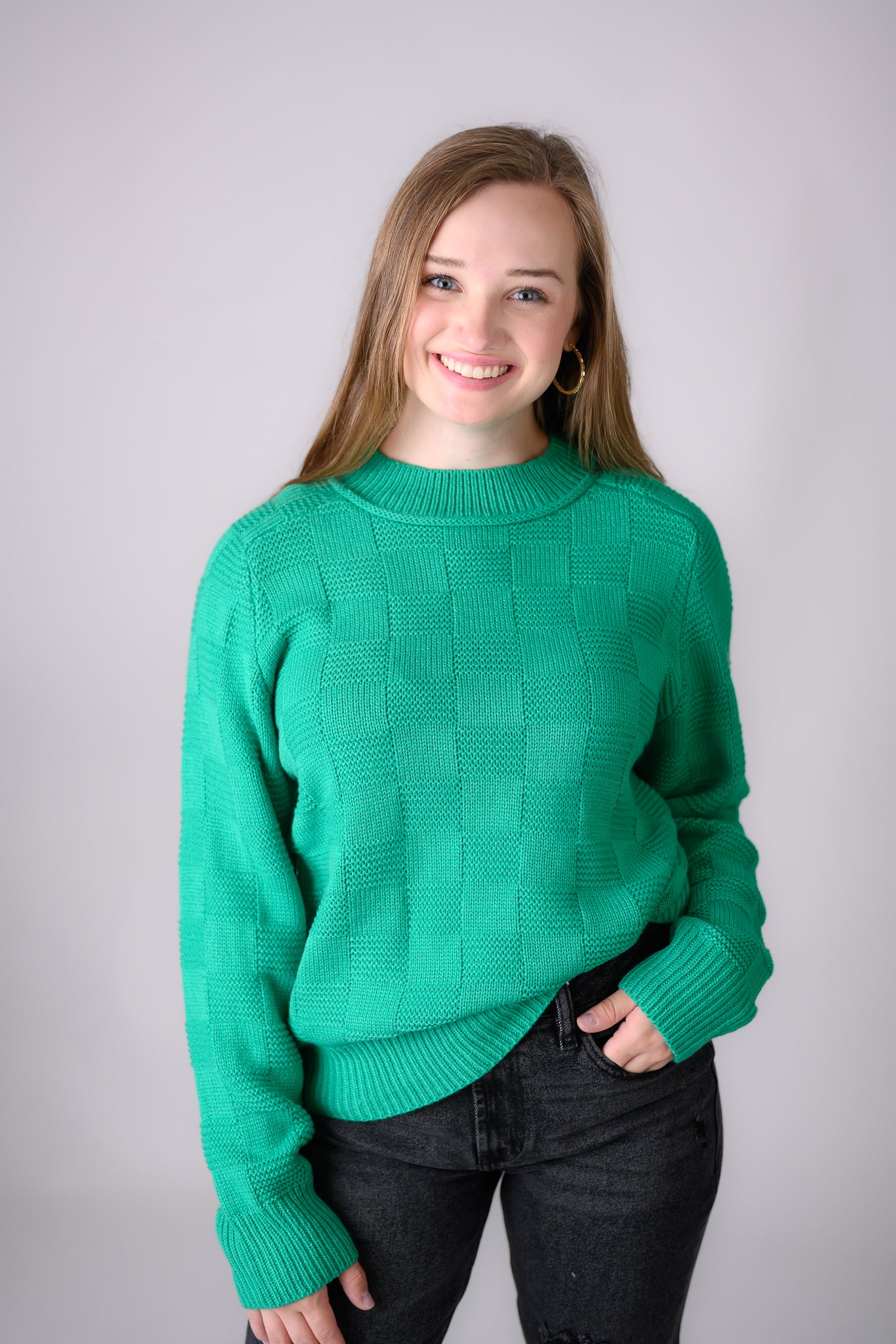 Kelly Green Patterned Sweater