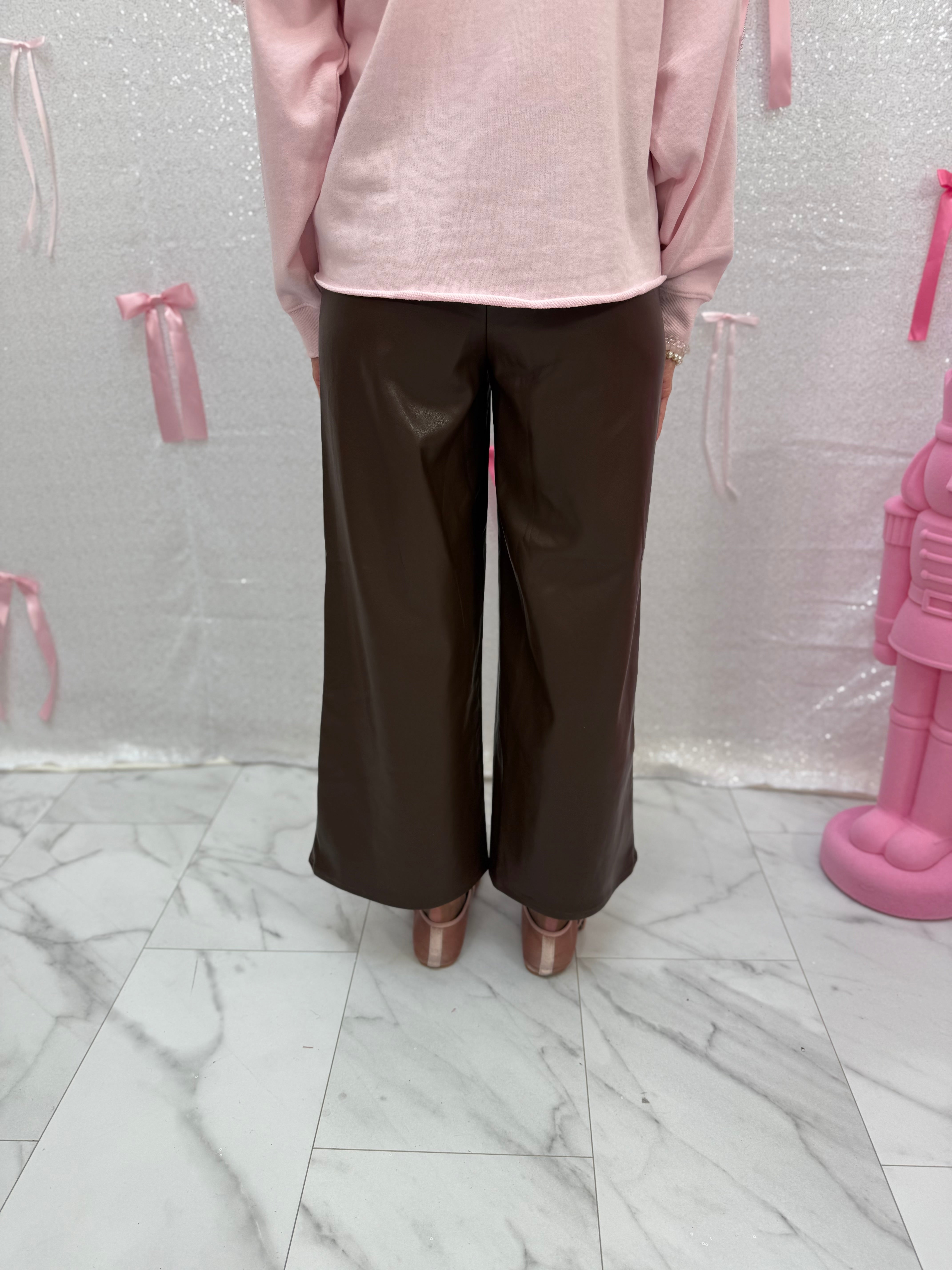 Pleather Wide Leg Pants