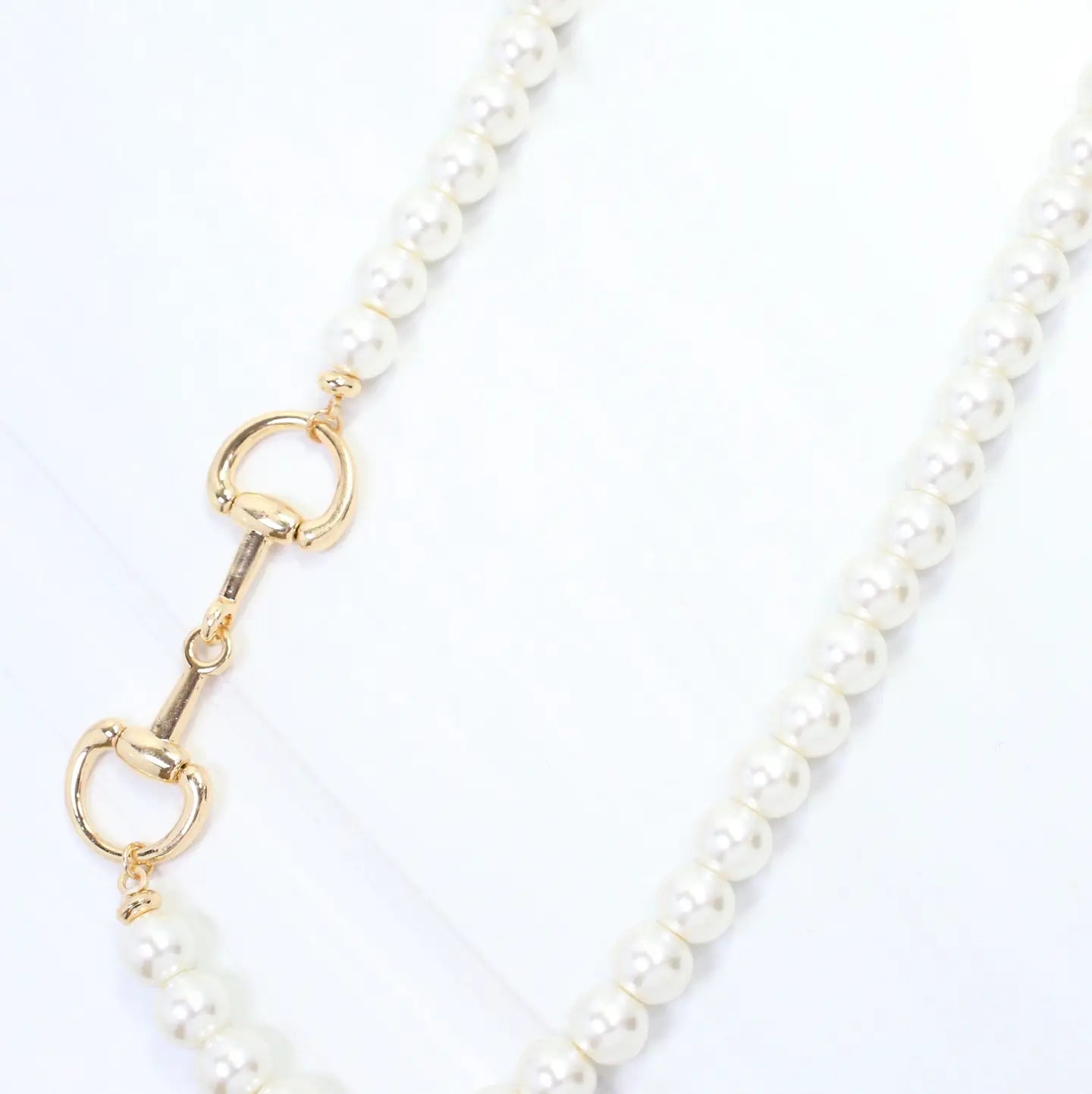 Elisa Pearl Beaded Horsebit Necklace