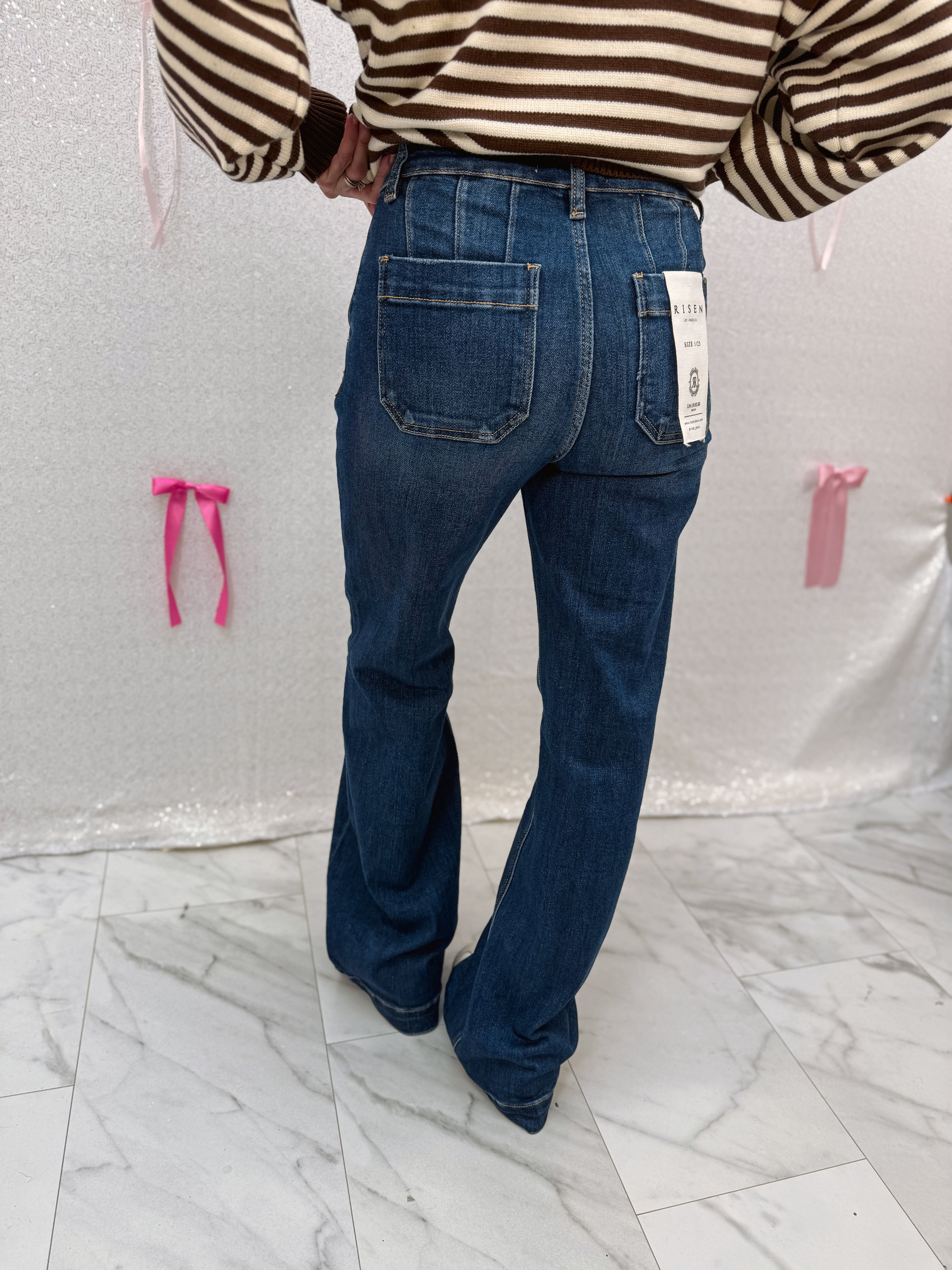 Risen High Rise Wide Leg Slanted Pocket Jean