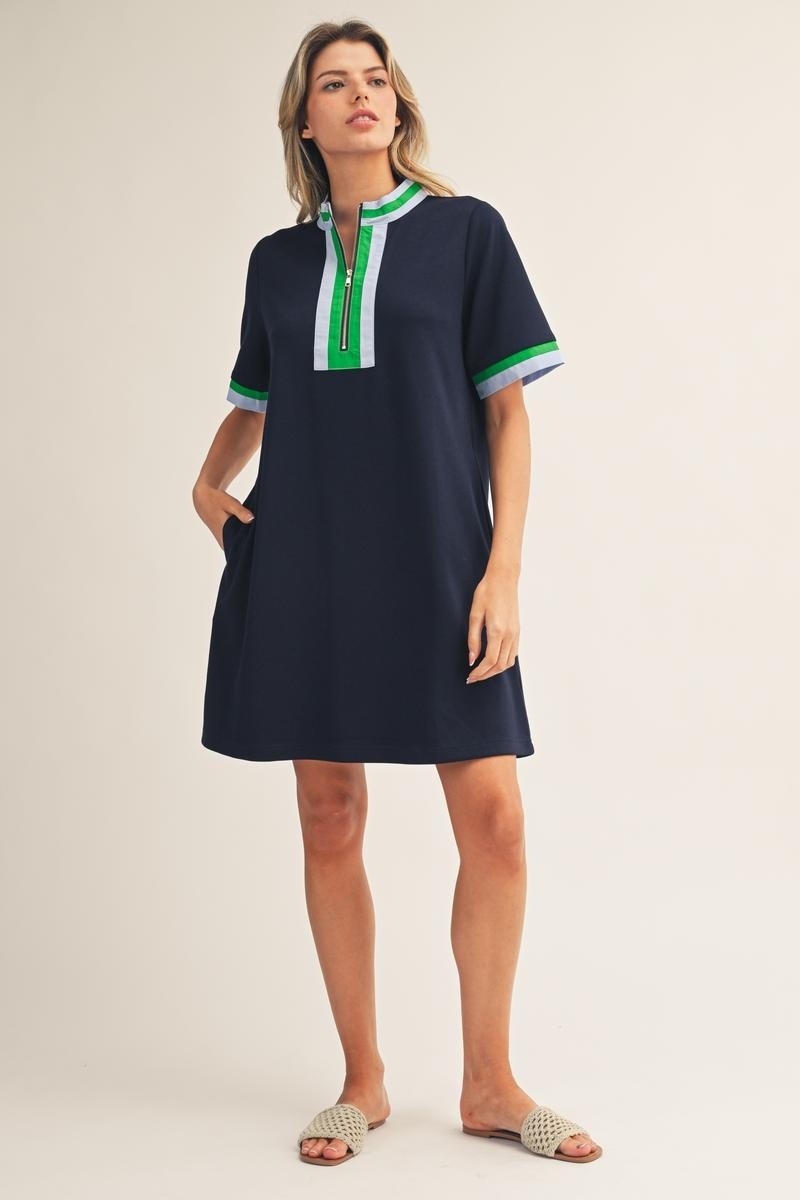 Short Sleeve Half Zip Dress