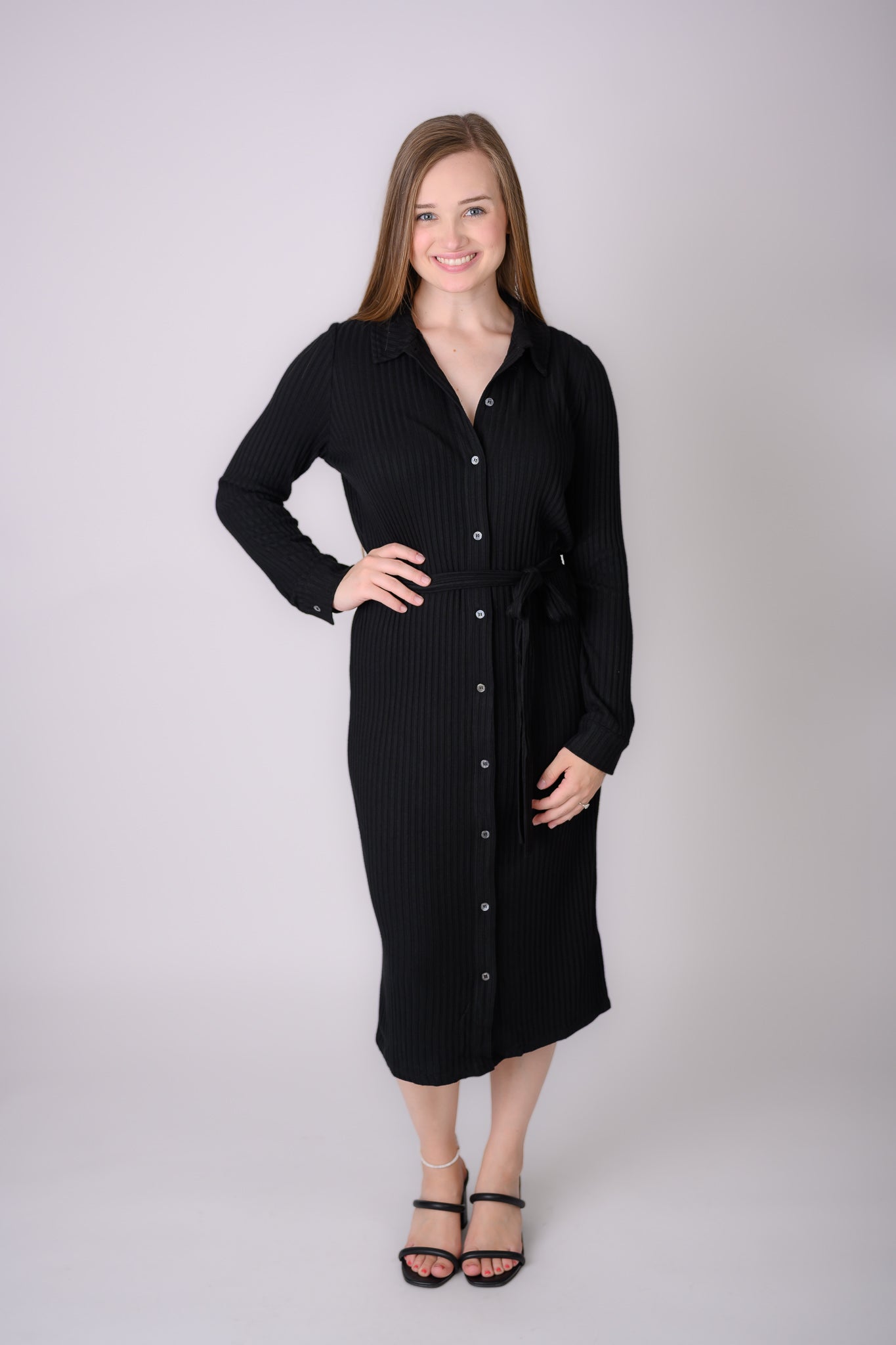 Liverpool Button Front Long Sleeve Dress