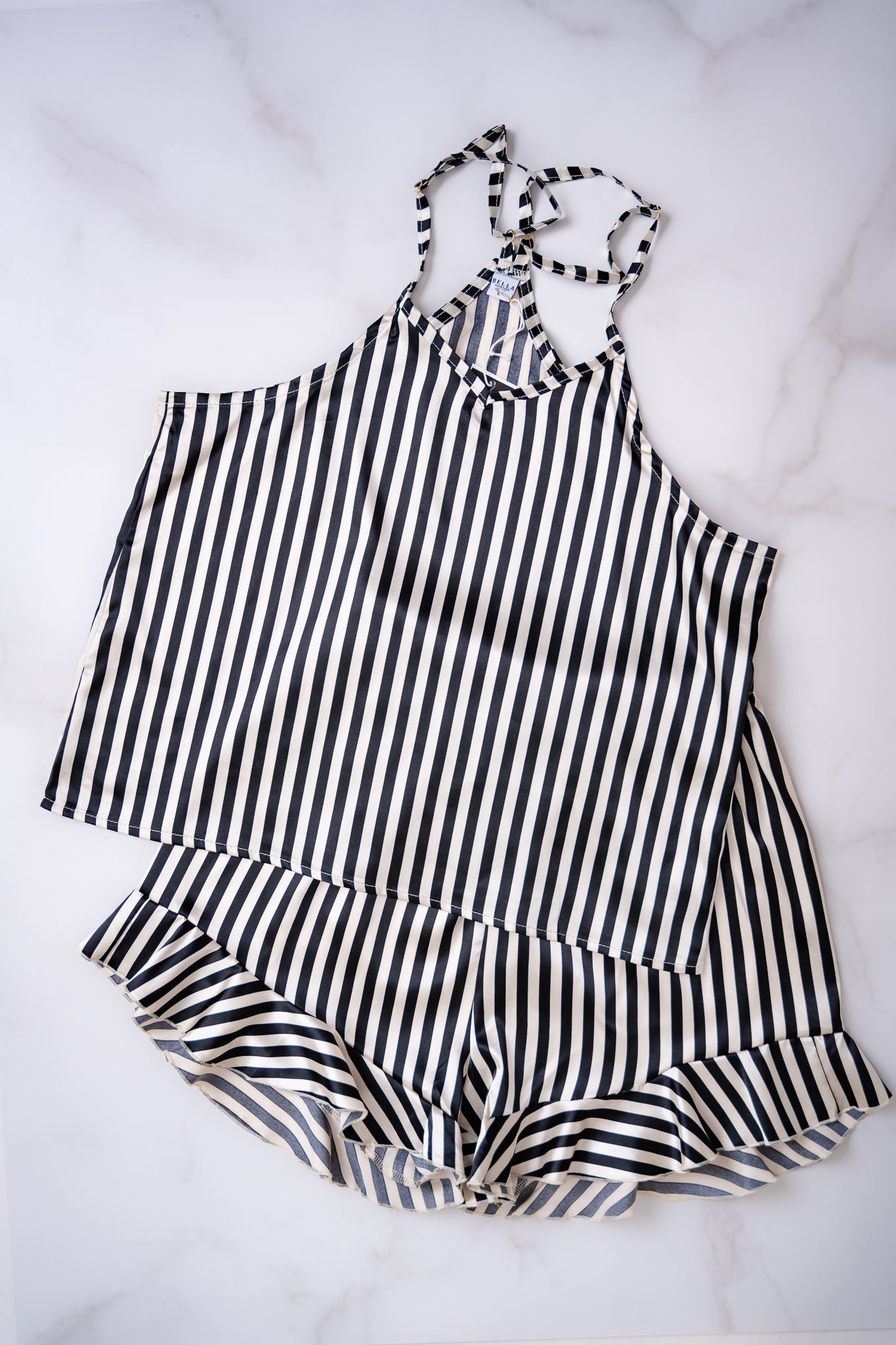 Cami & Ruffled Short Stripe Pajama Set