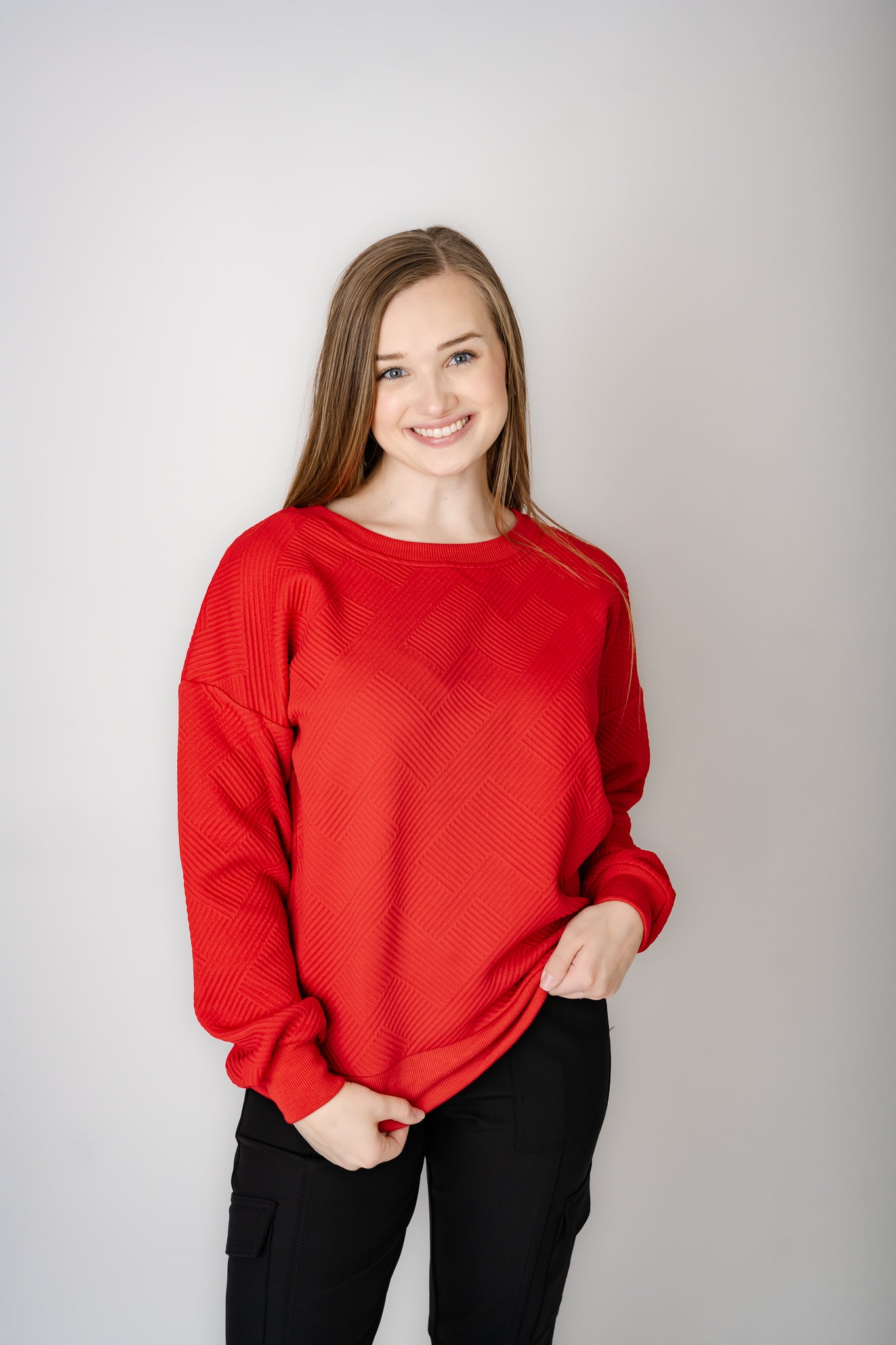 Textured Pullover - Red