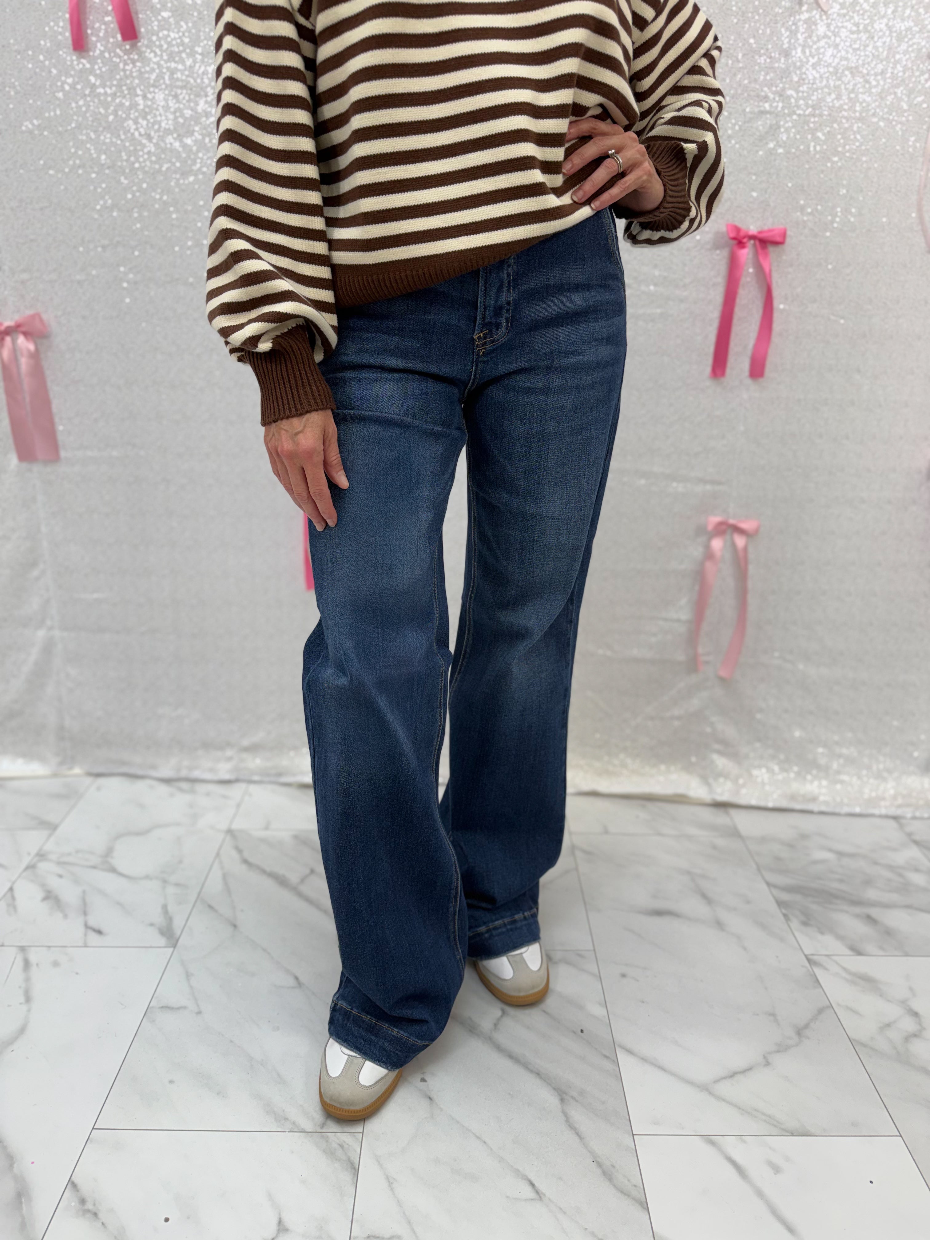 Risen High Rise Wide Leg Slanted Pocket Jean