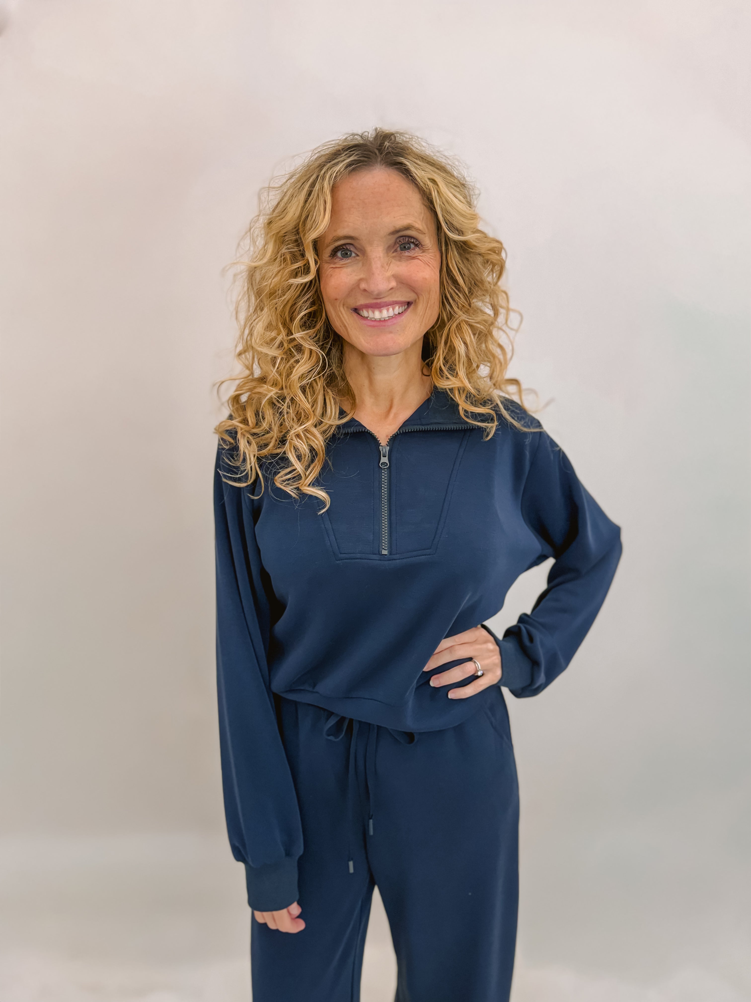 Brushed Modal Half Zip Sweatshirt