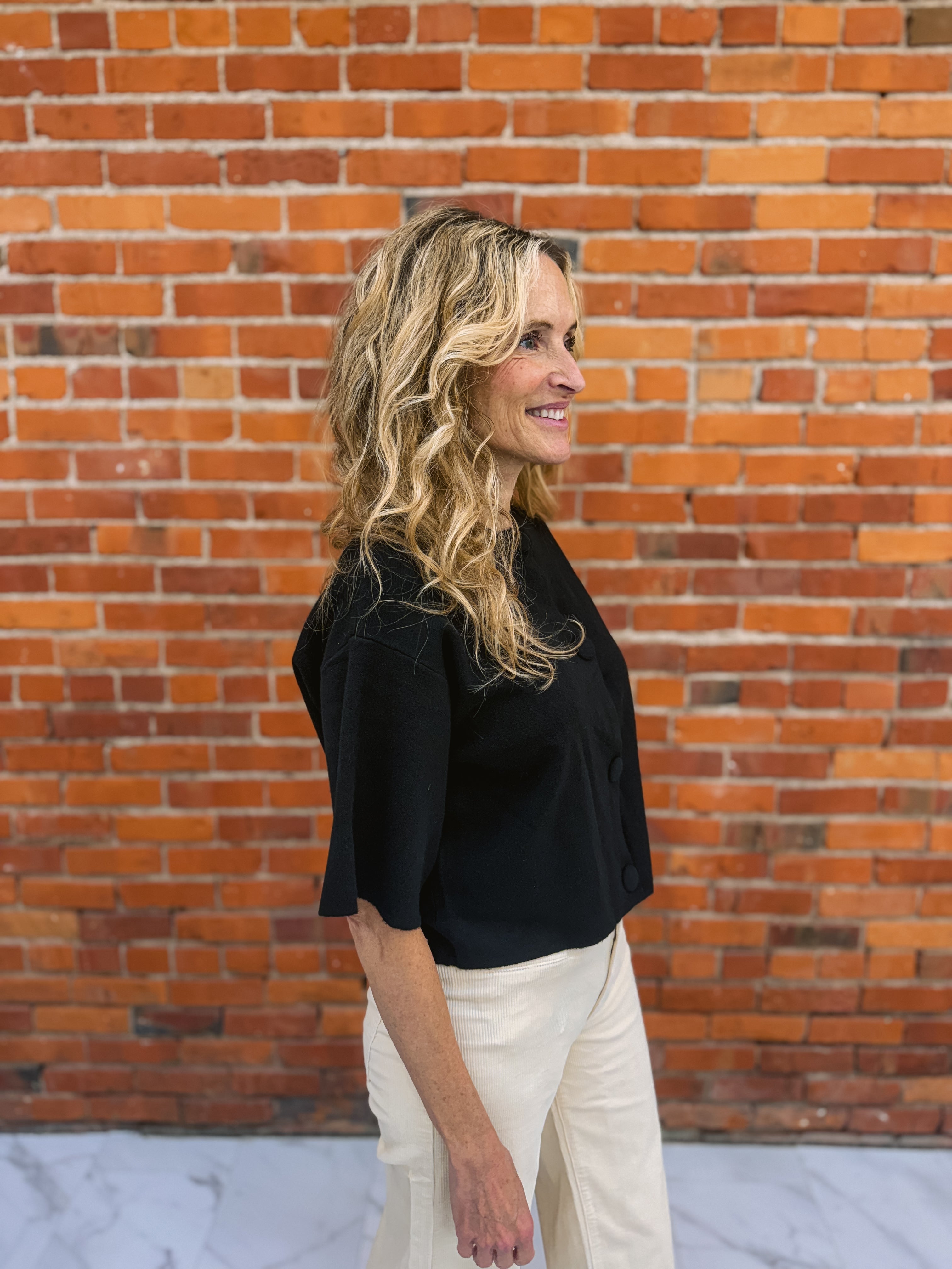 Button Down Crop Knit Sweater