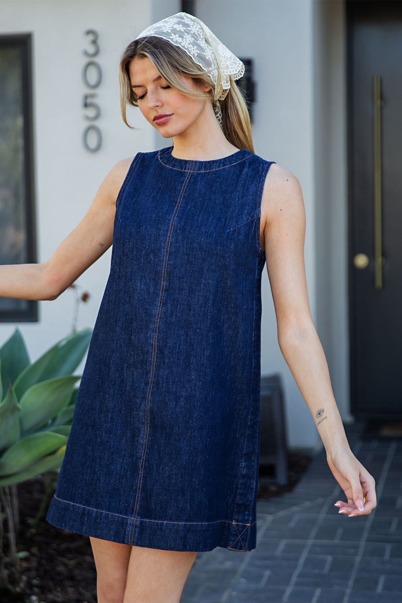 Sleeveless Denim Mini Dress