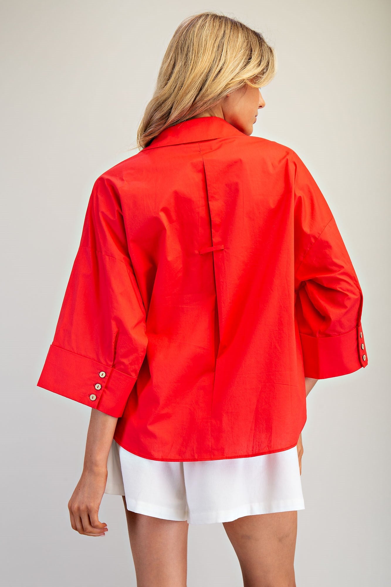 Back Pleat Button Down Blouse