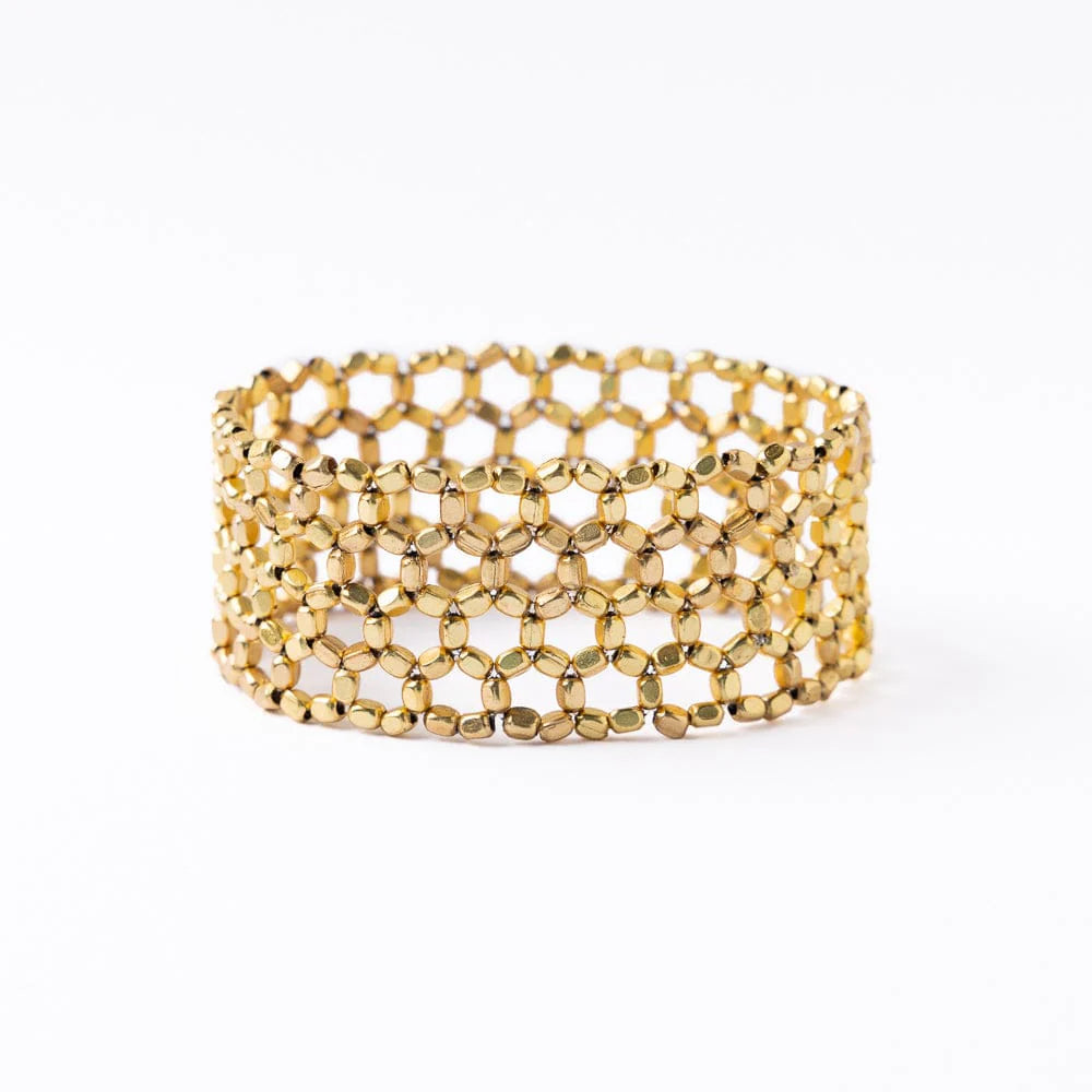 Winnie Brass Stretch Bracelet w/ Small Beads