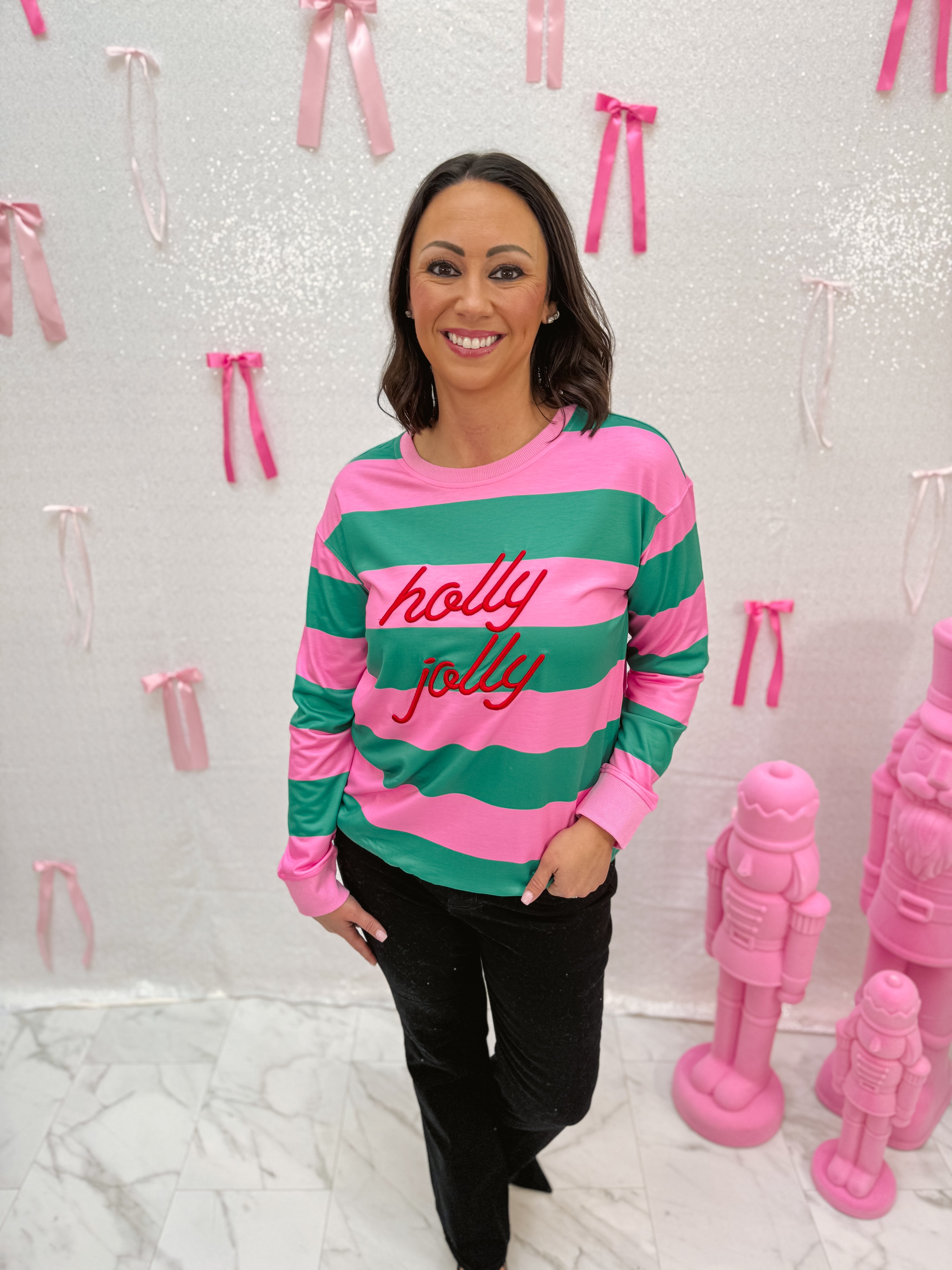 Holly Jolly Embroidered Long Sleeve