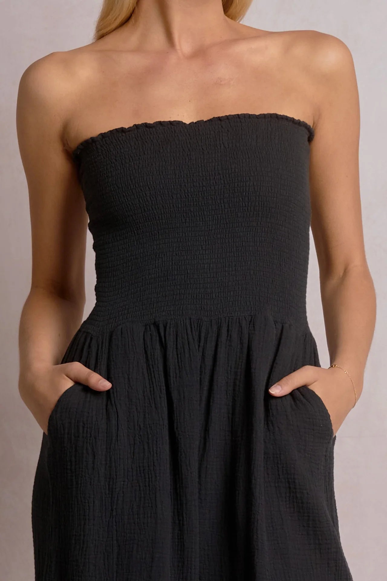 Elan Smocked Strapless Jumper
