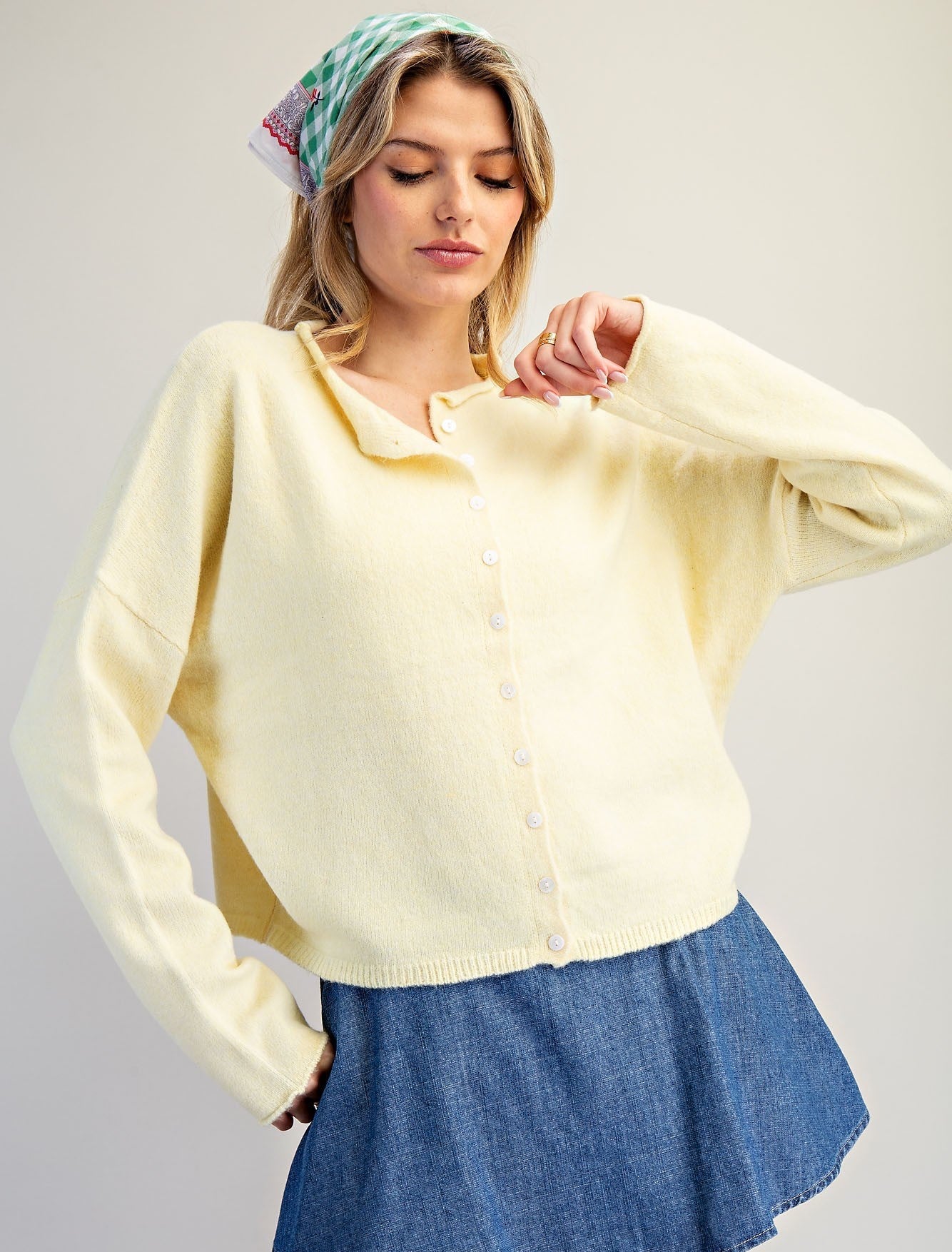 Solid Button Down Cardigan
