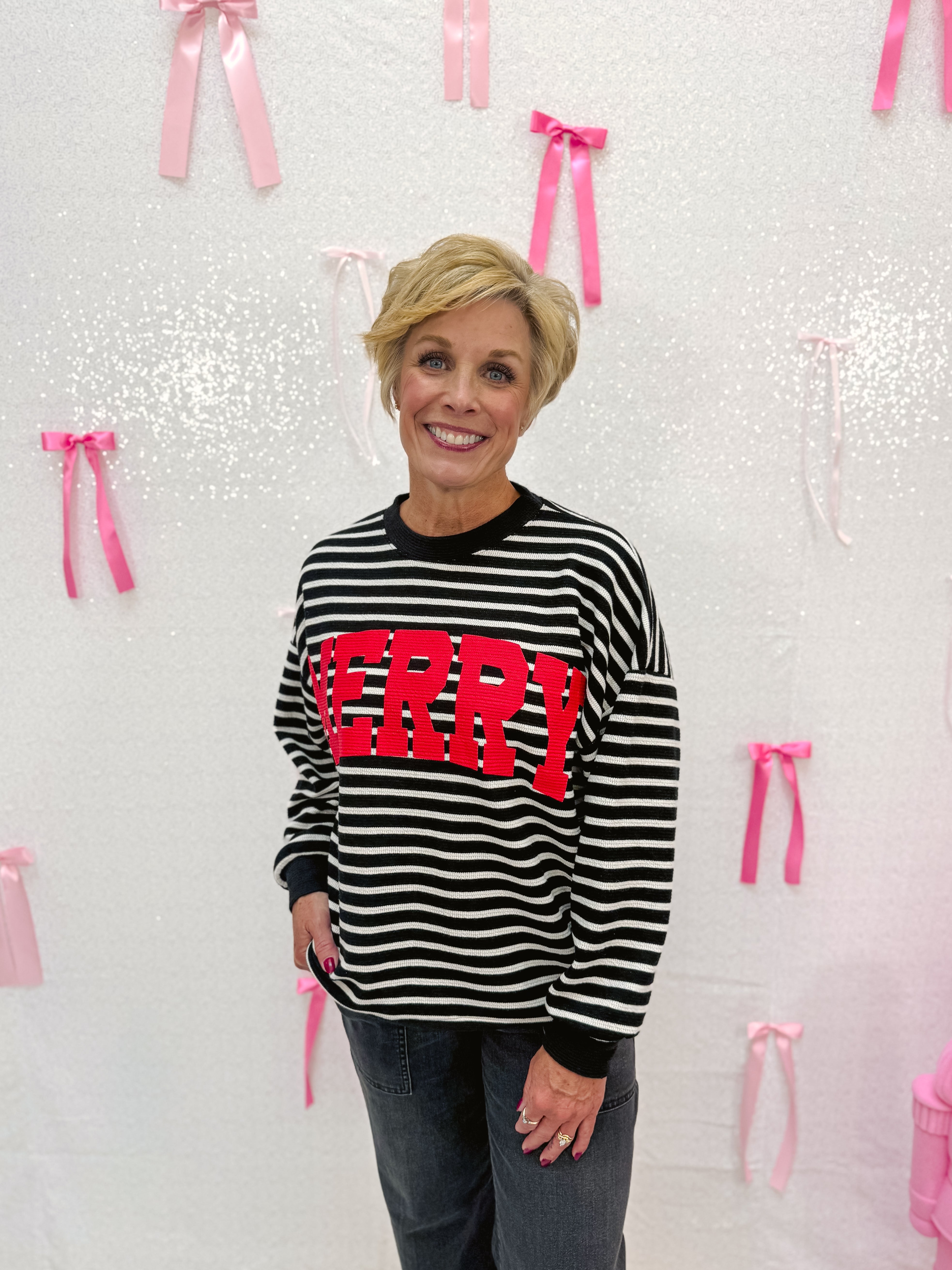 Merry Stripe Graphic Sweatshirt