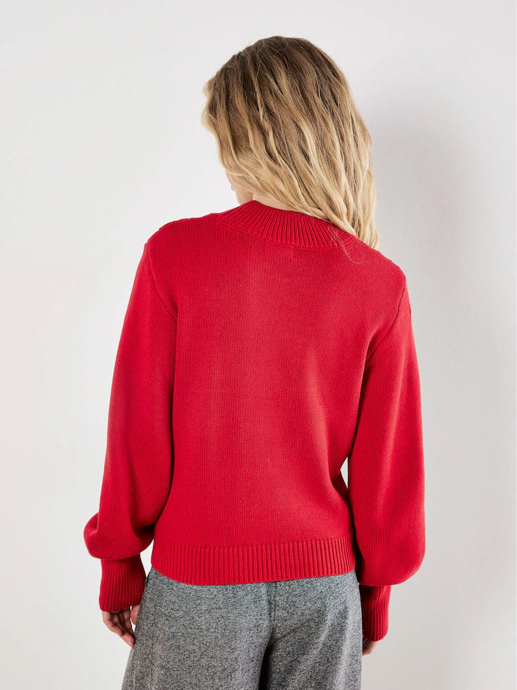 Apricot Multicable Mock Neck Sweater