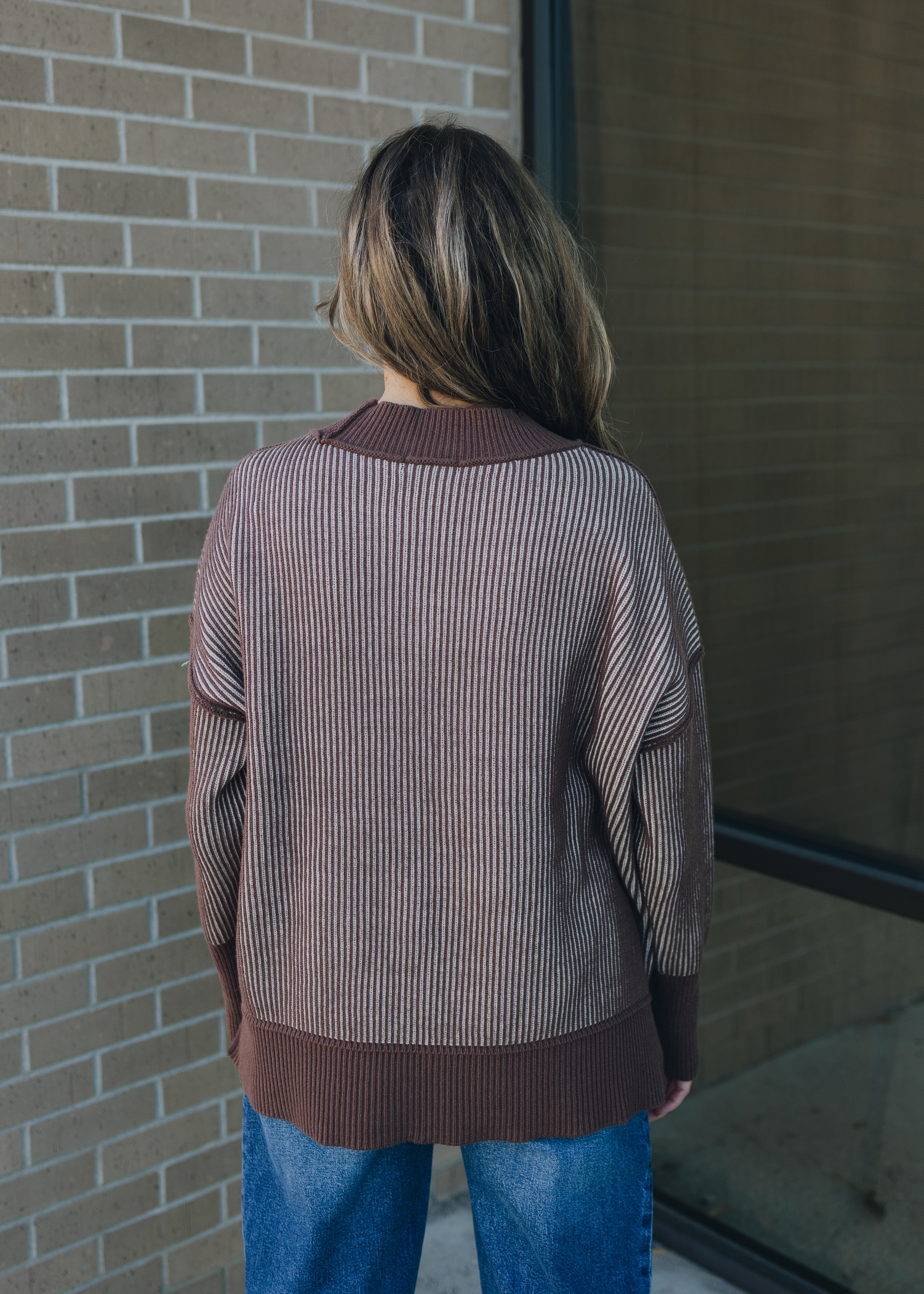 Exposed Seam Two Tone Sweater