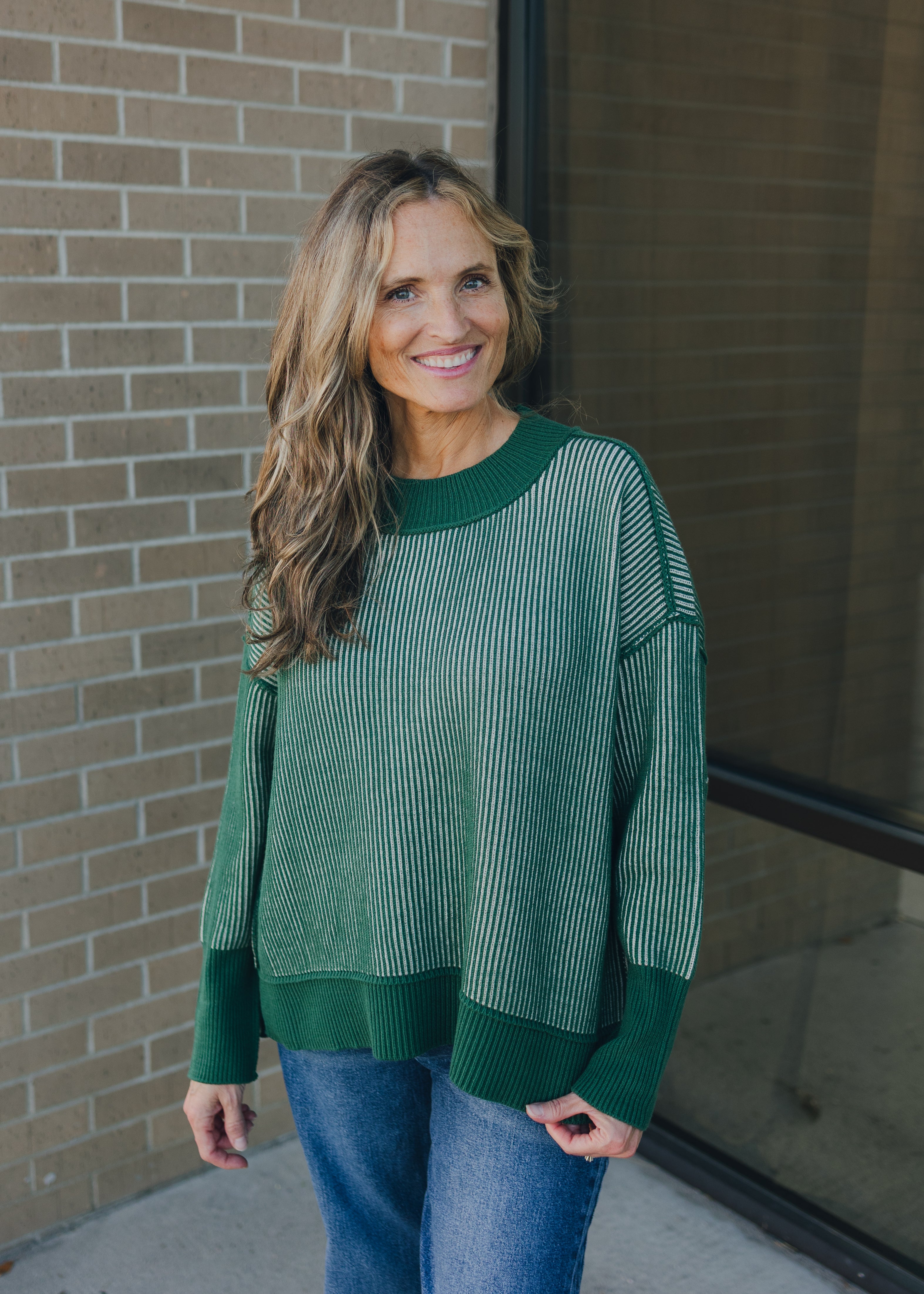 Exposed Seam Two Tone Sweater