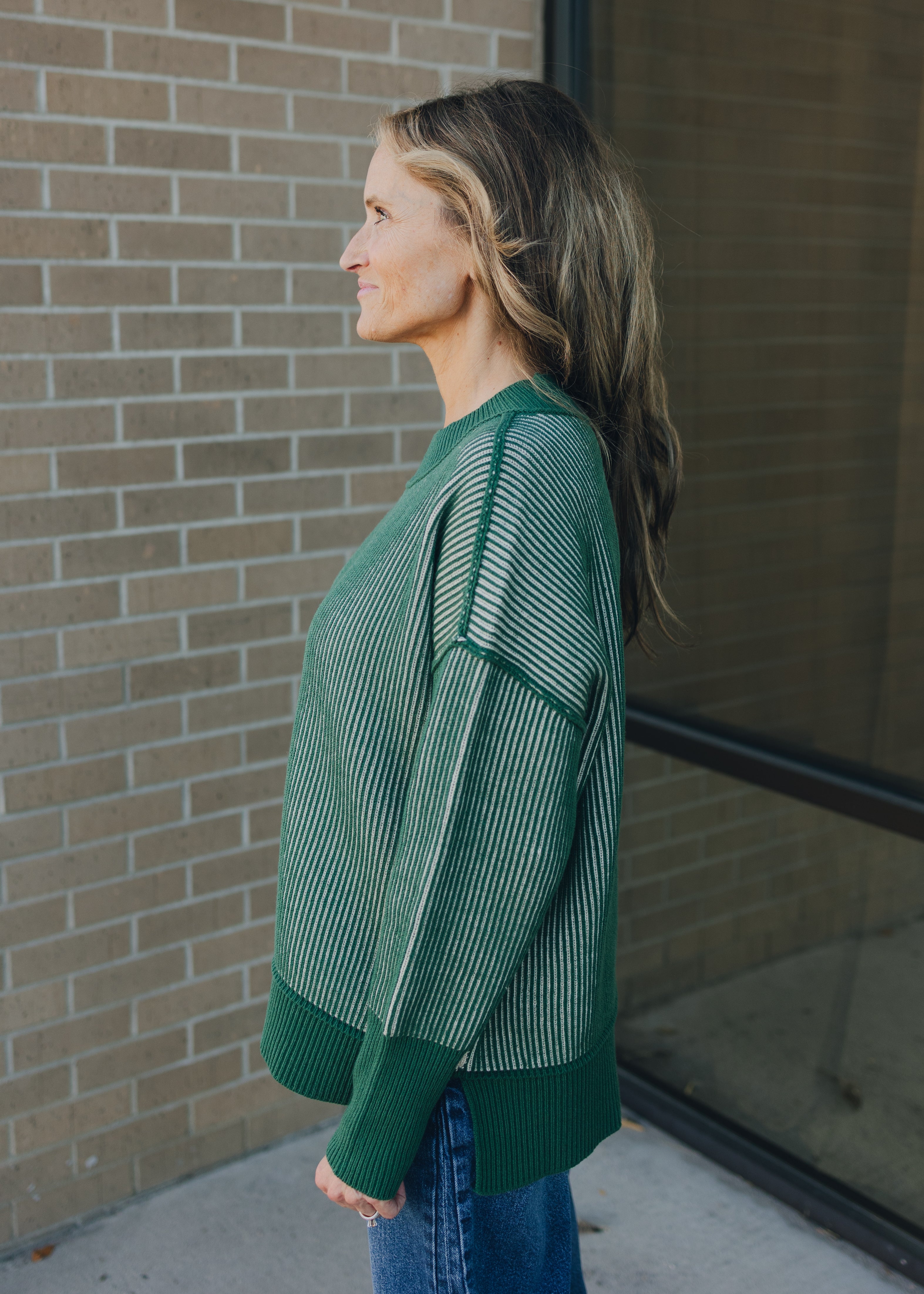 Exposed Seam Two Tone Sweater